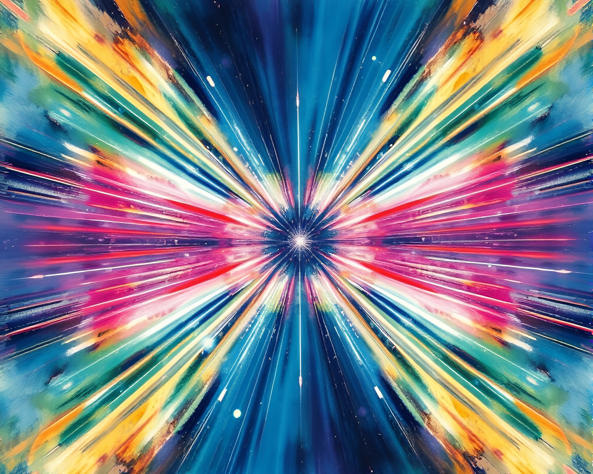 Symmetrical Quantum Fluctuations with Lens Flare Watercolor – free AI stock image