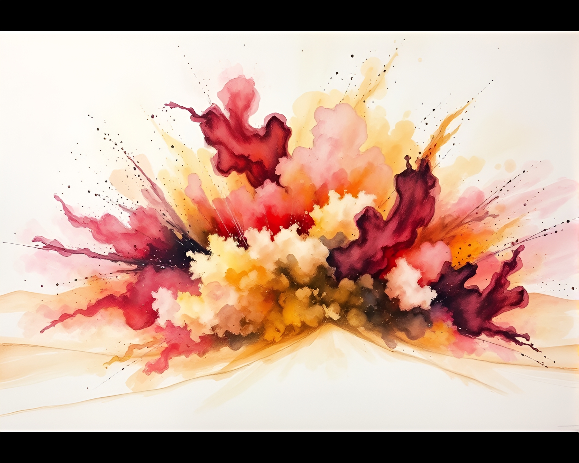 Ink Calligraphy Explosion: Desert Sand Hues Underpainting – free AI stock image
