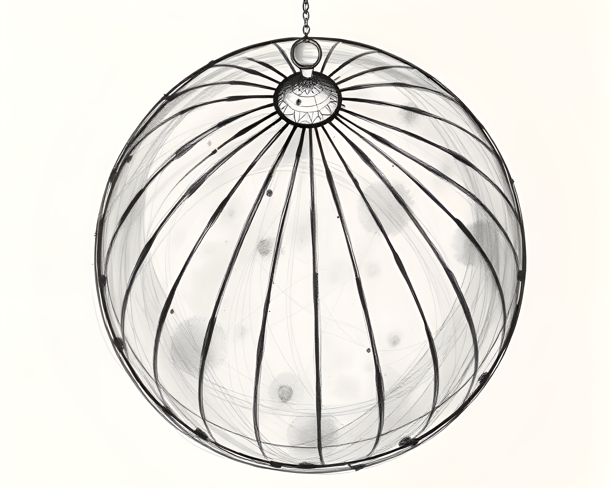 Stained Glass Dome with Etching Lines and Sumi-e Brushwork – free AI stock image