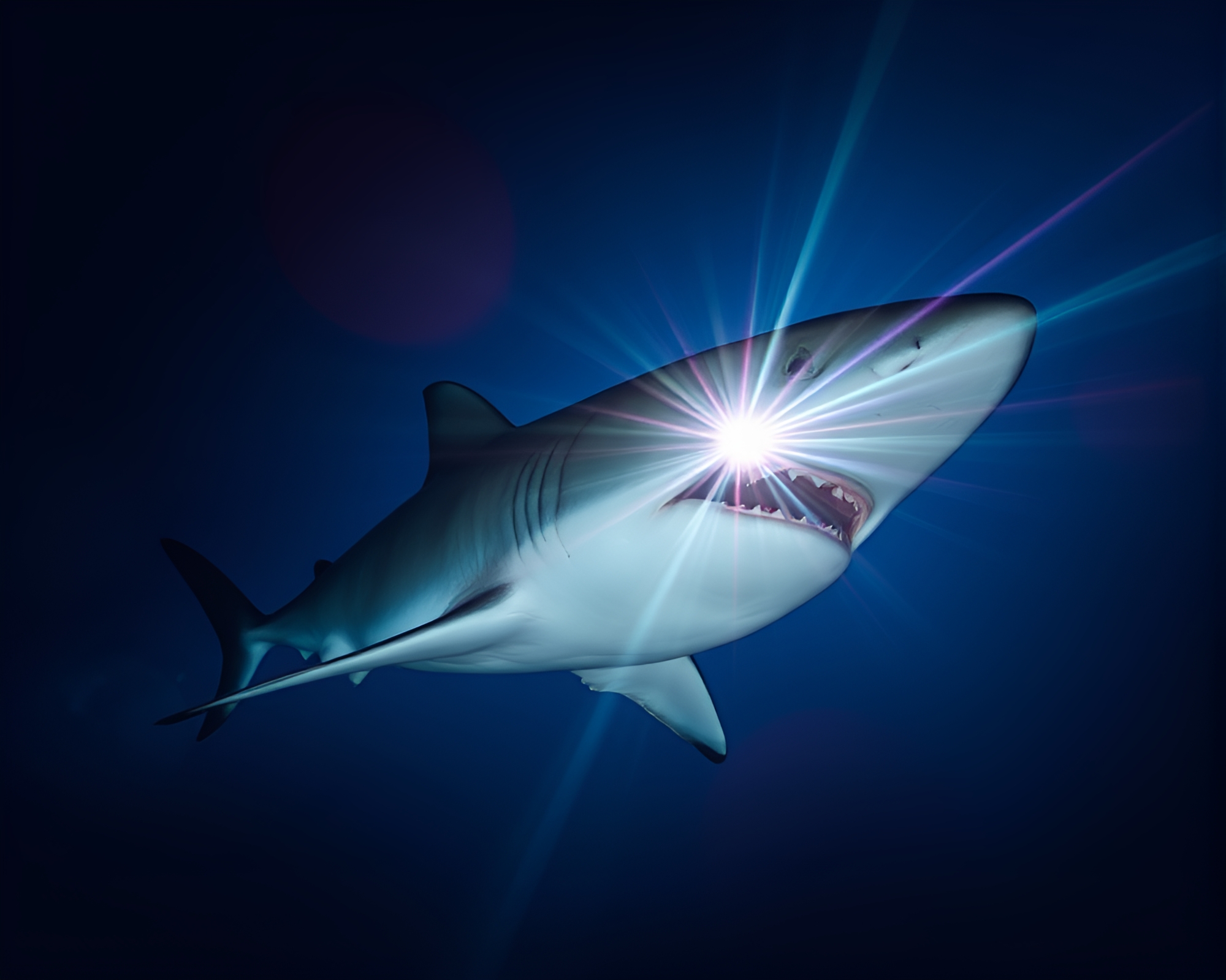 Prism Shark in Solar Flare Glow – free AI stock image