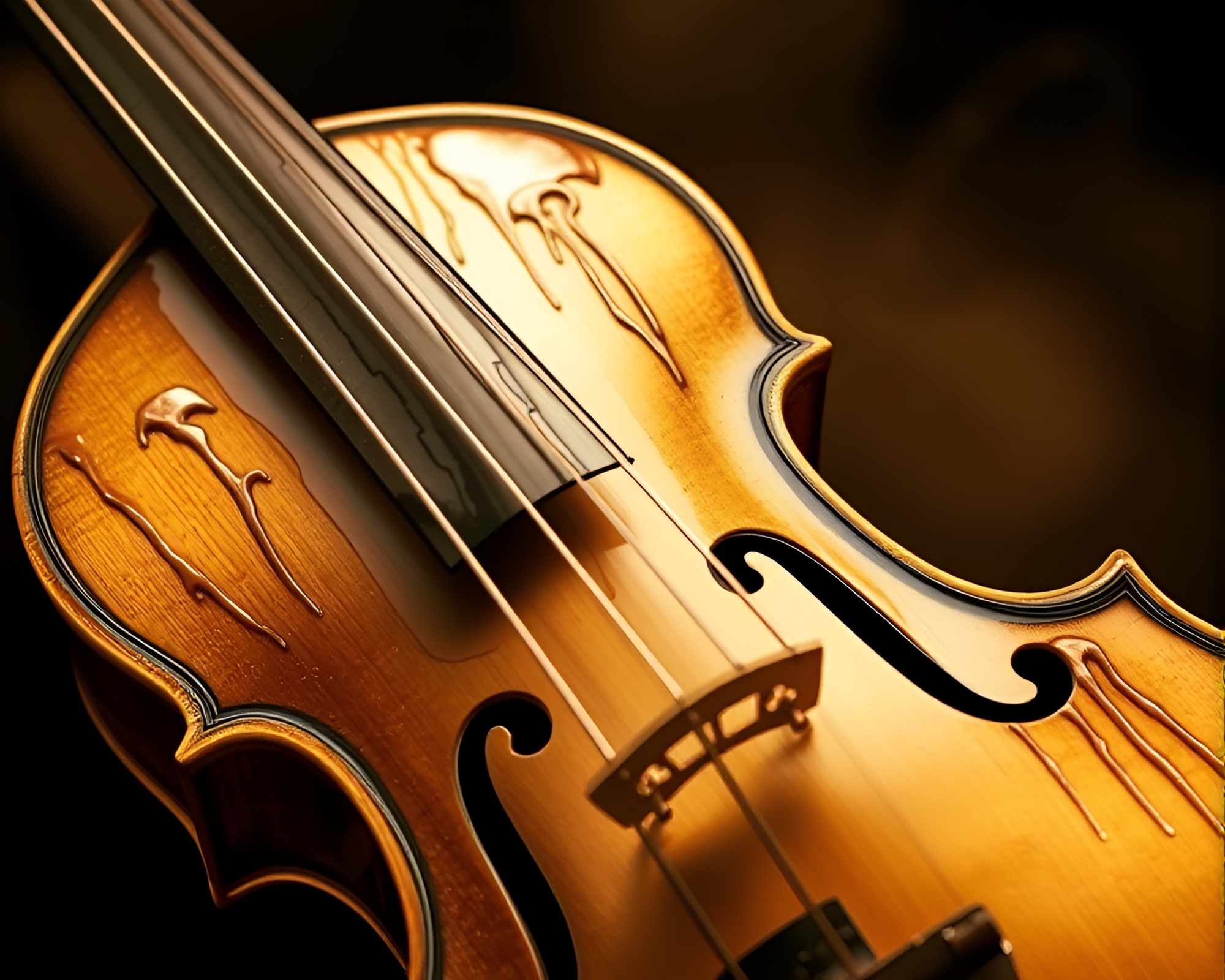 Ethereal Violin Concerto with Paint Drips – free AI stock image