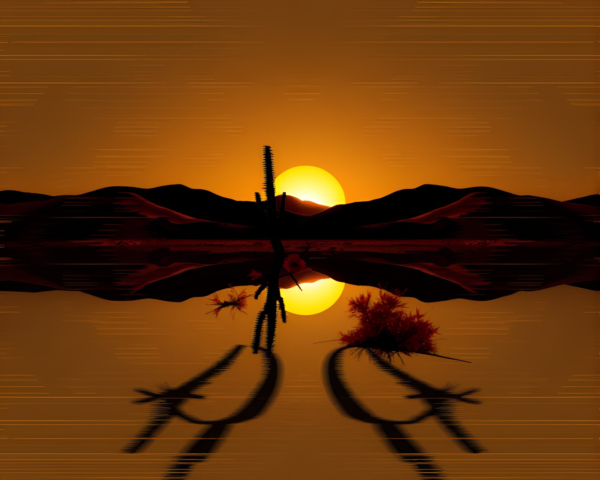 Sands of Time: Digital Eclipse Symmetry – free AI stock image