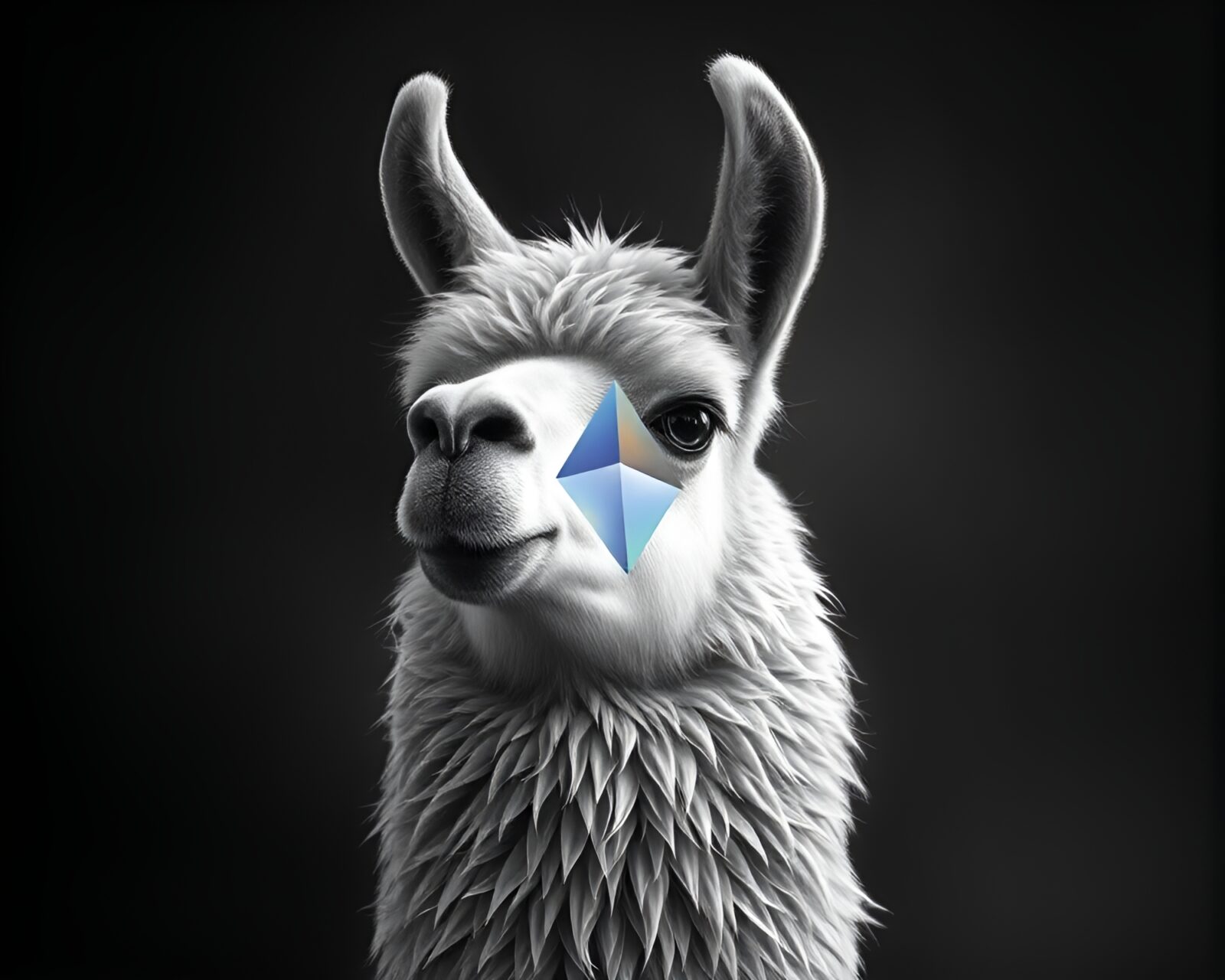 Fantasy illustration of llama refracted through prism in gray