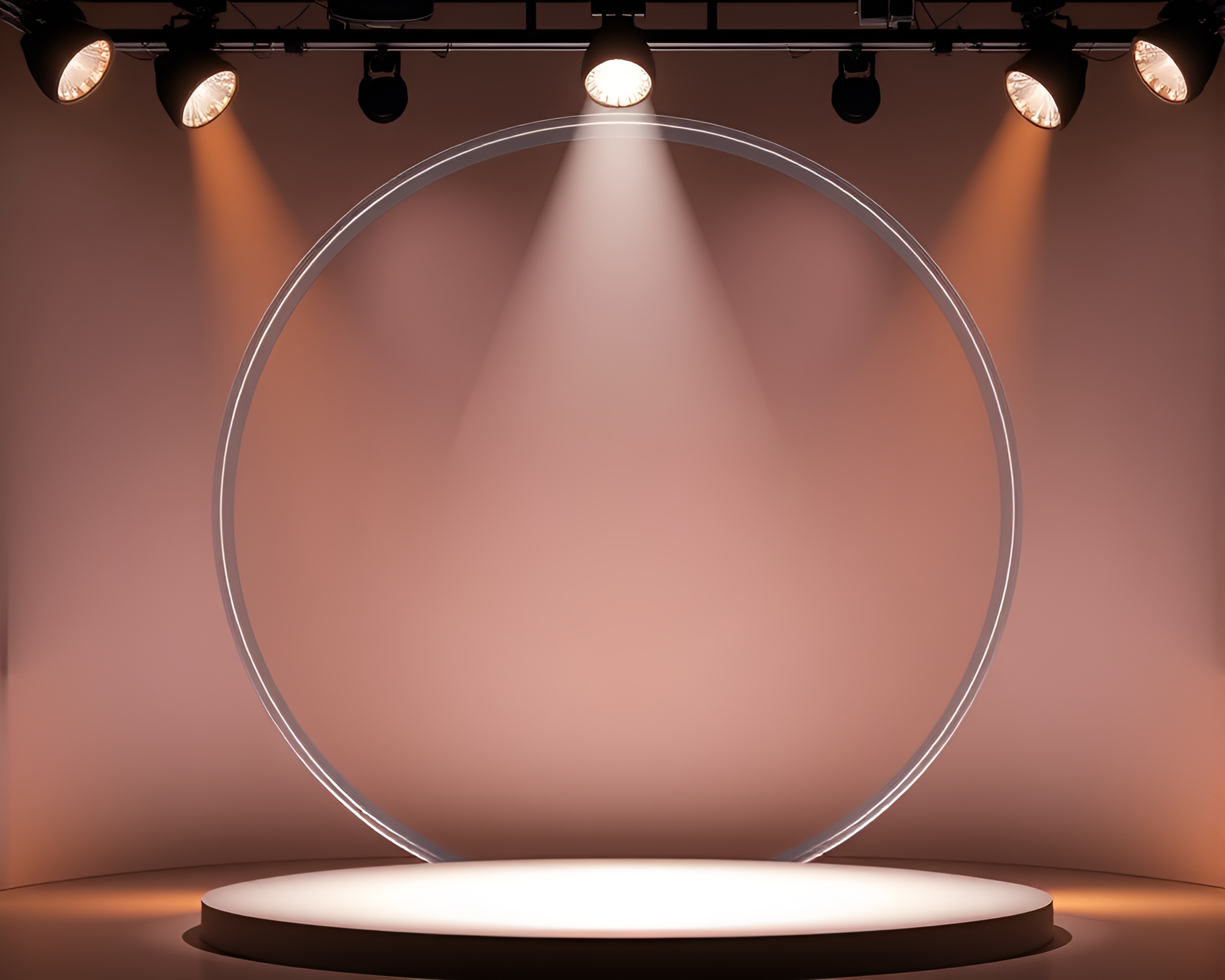Glass Orb Illuminated by Stage Spotlight in Circular Frame – free AI stock image