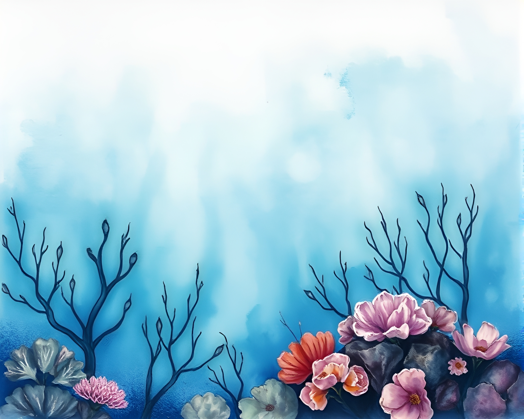 Holographic Reef: Watercolor Etching Serenity – free AI stock image