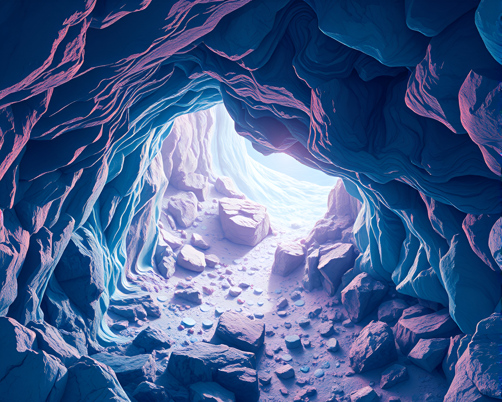 Glacial Cave Lens Distortion Isometric Illustration – free AI stock image