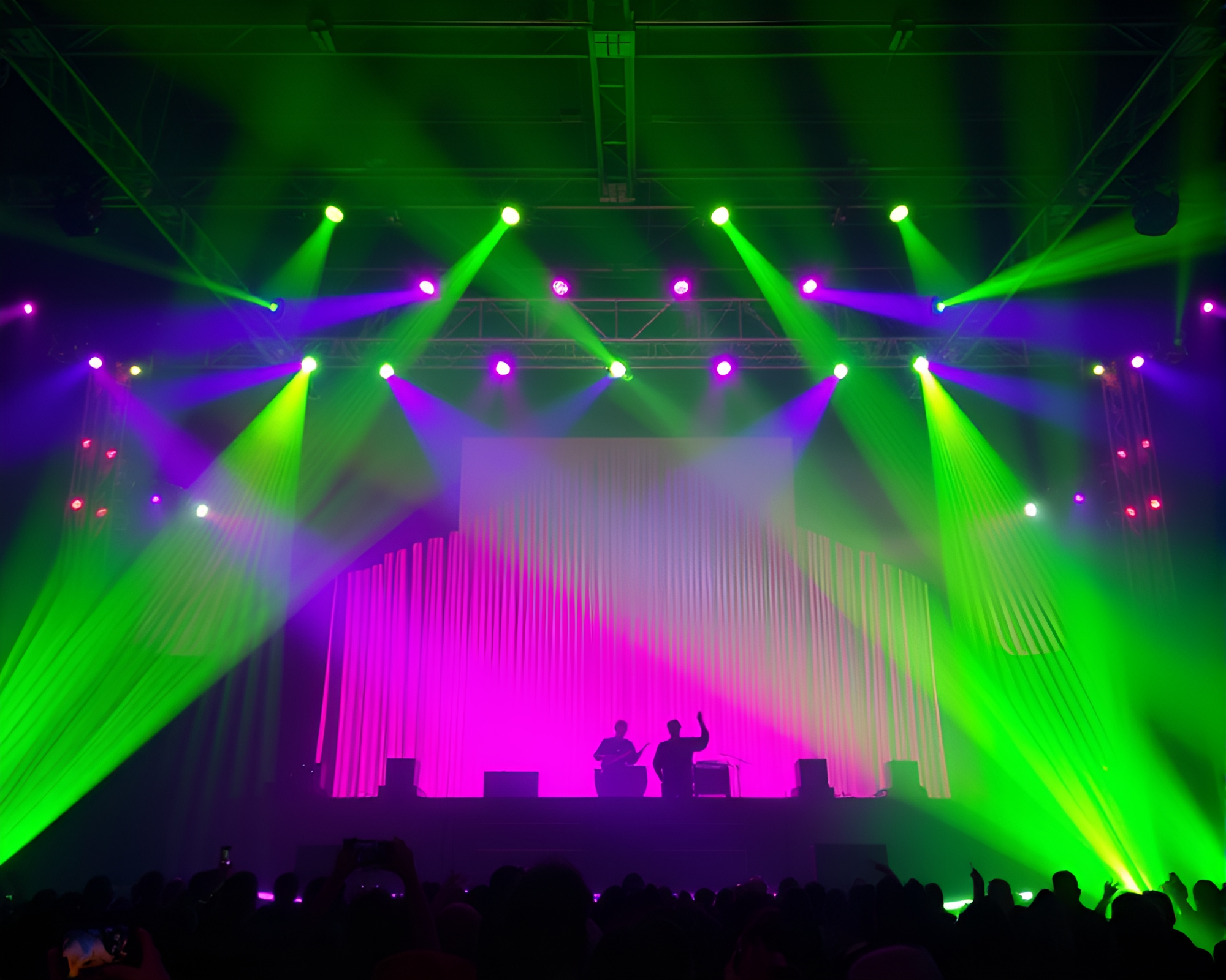 Digital Noise Time Dilation Concert Stage Lights – free AI stock image