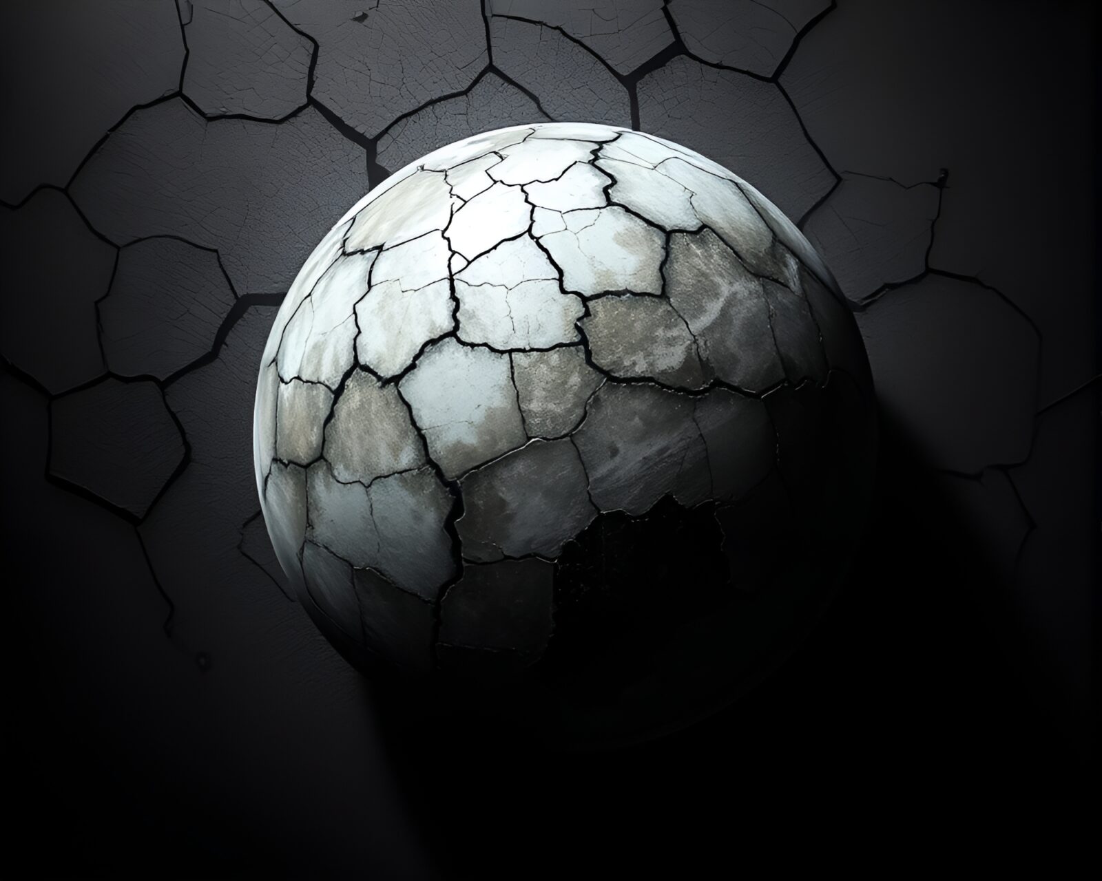 A surreal image of Morse code signals on cracked earth
