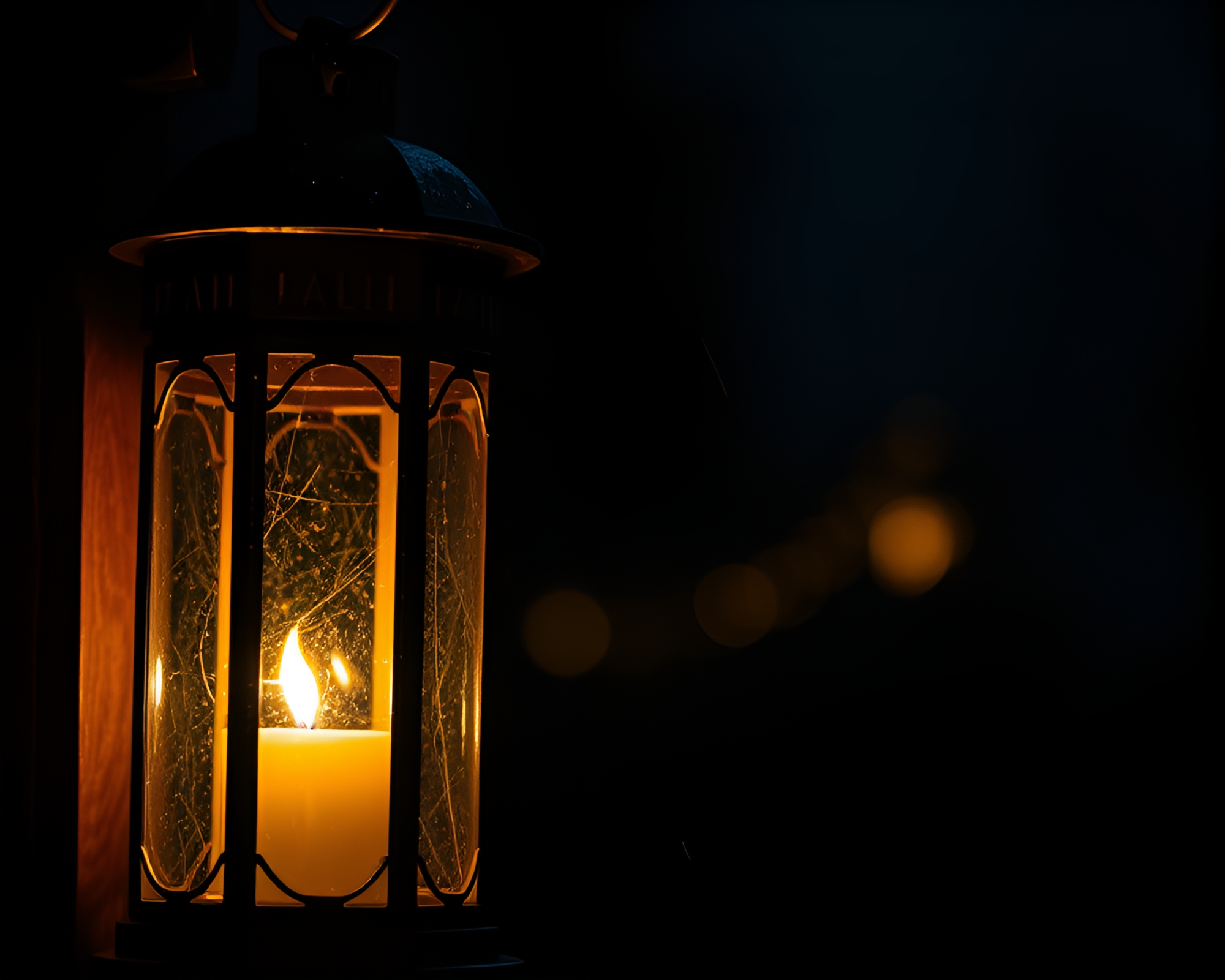 Lantern’s Shimmering Glow Amid Metallic Scratches – free AI stock image