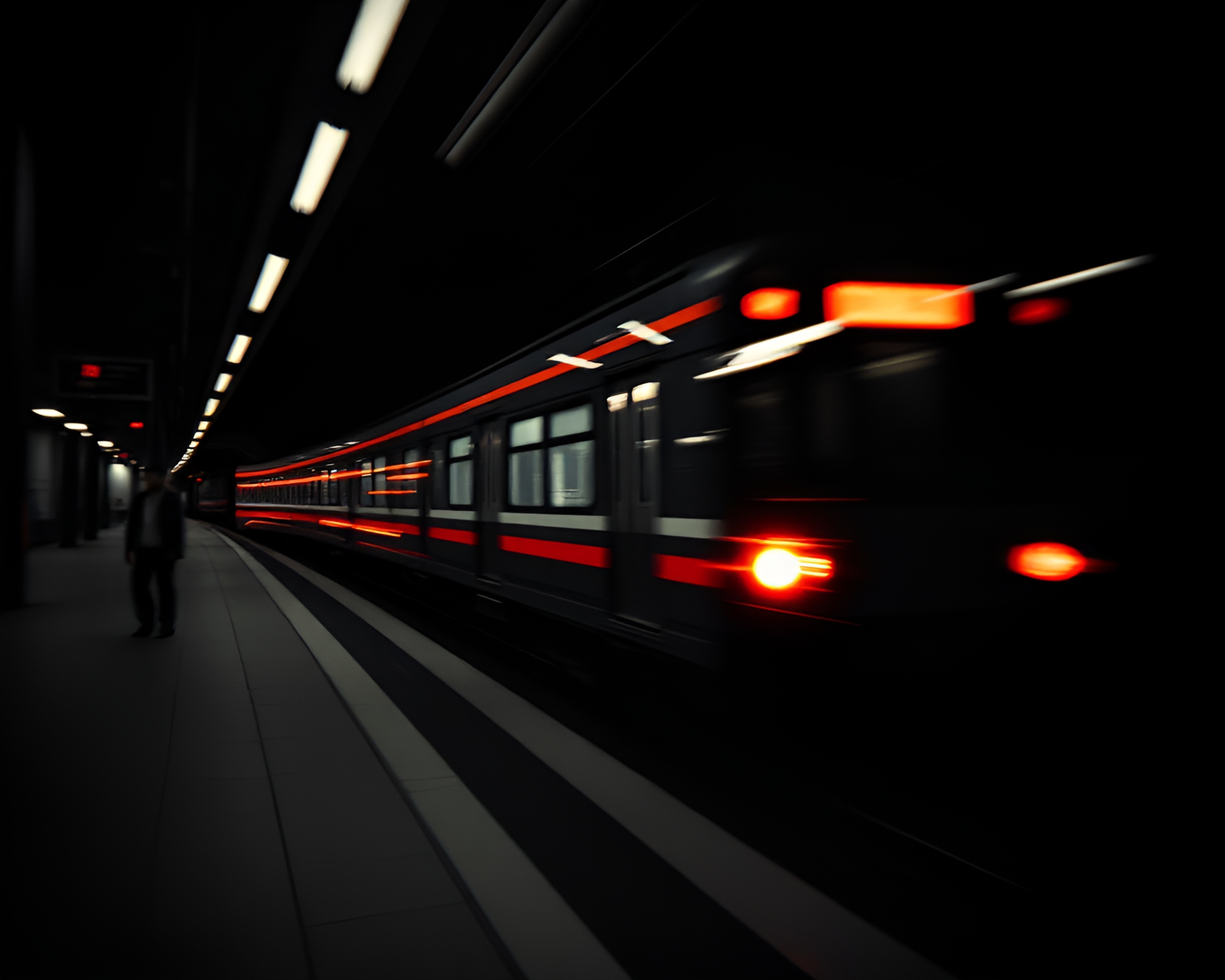 Glitch Art Magnetic Levitation Train Noir Composition – free AI stock image
