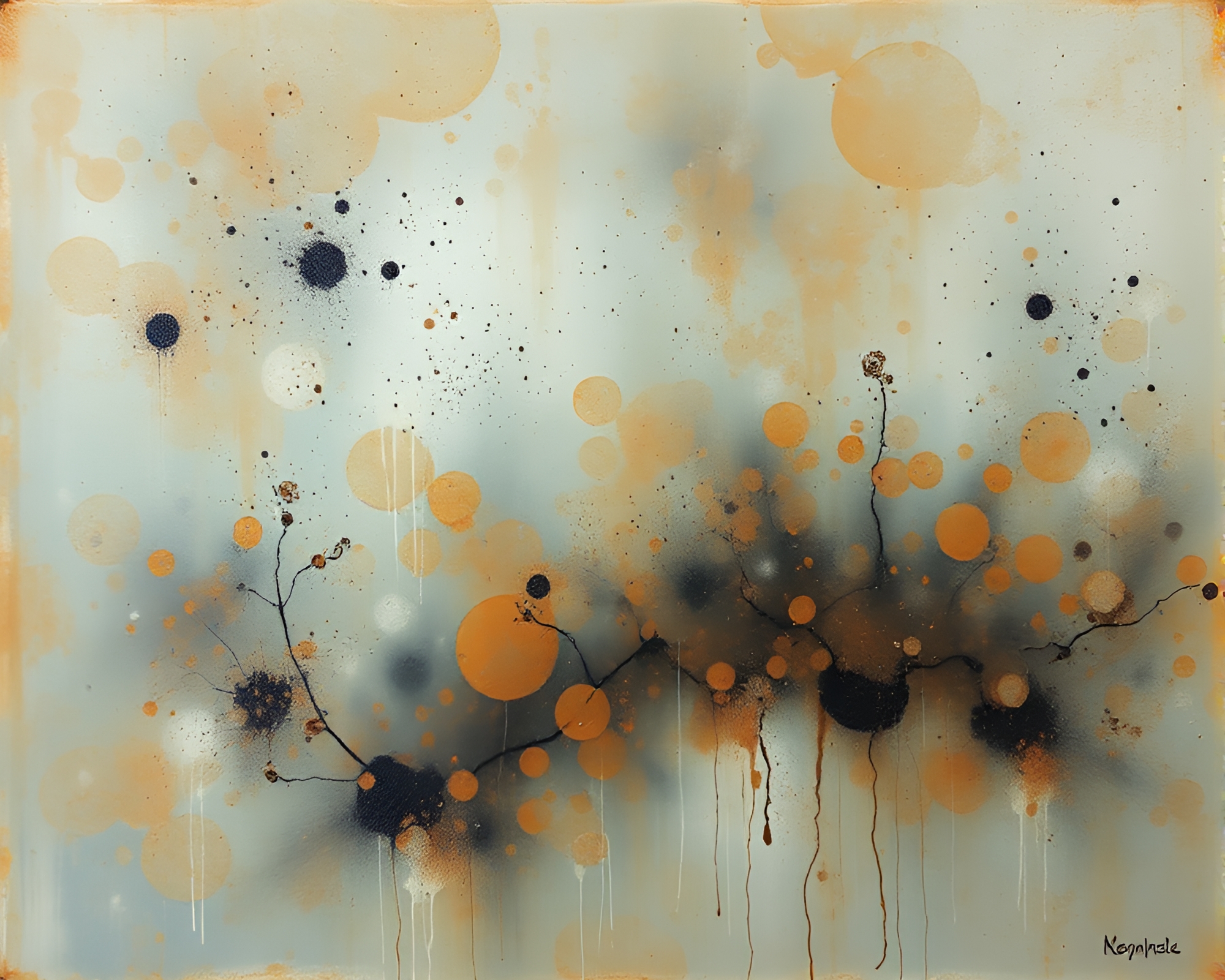 Bronze Patina Zen Garden: Dreamy Splatter Art Oasis – free AI stock image