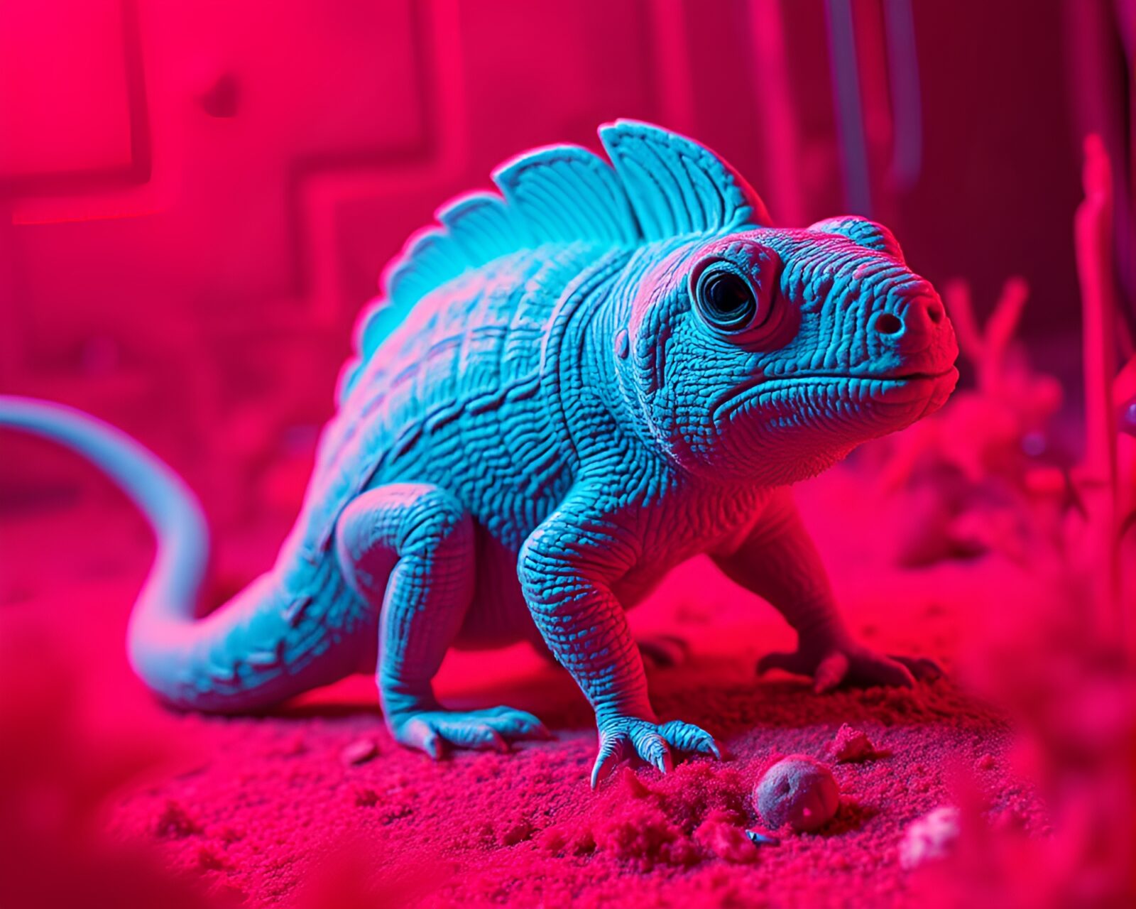 Warmly-lit 8-bit armadillo in studio photography composition