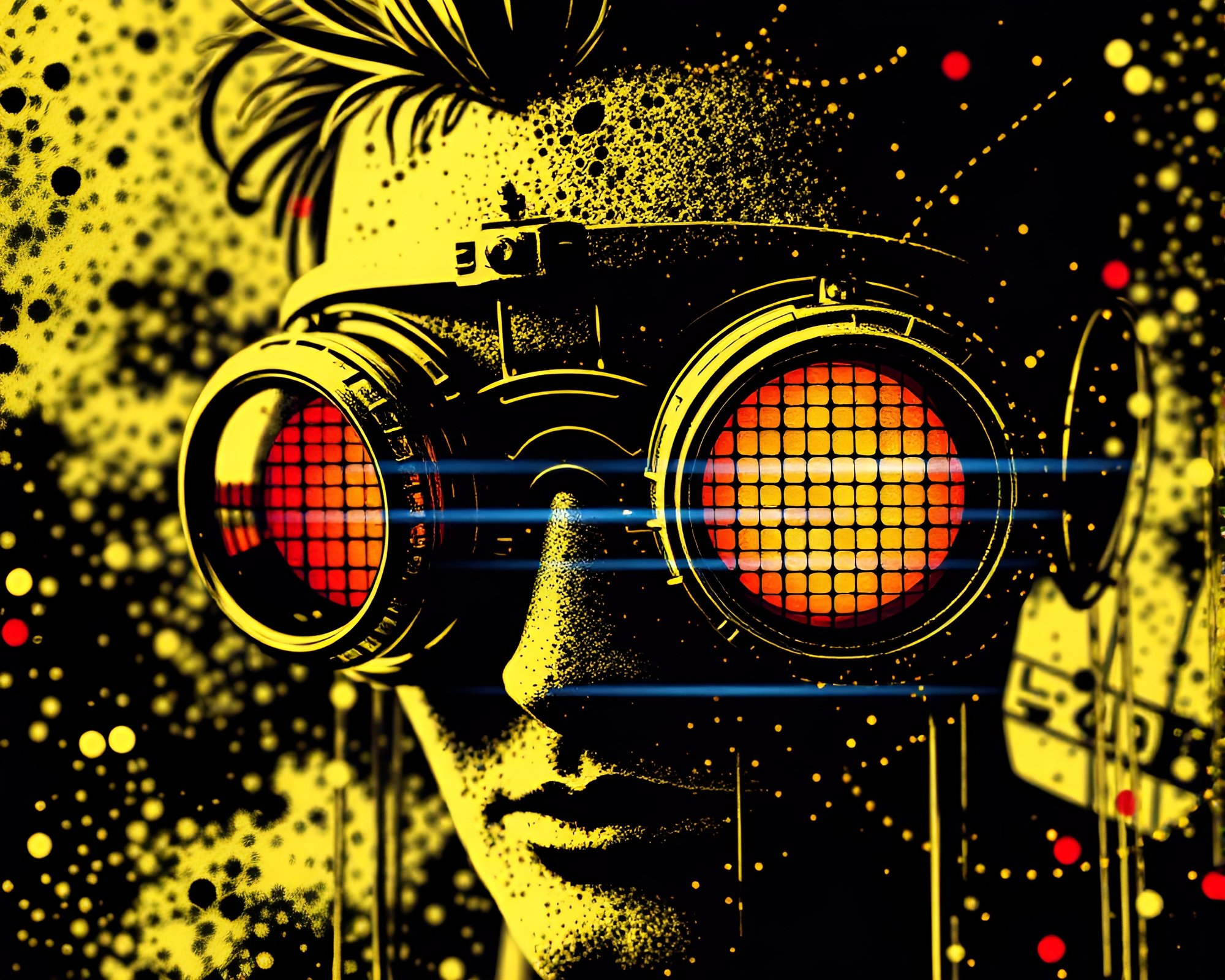 Steampunk Goggles Halftone Mosaic Splatter Art Composition – free AI stock image