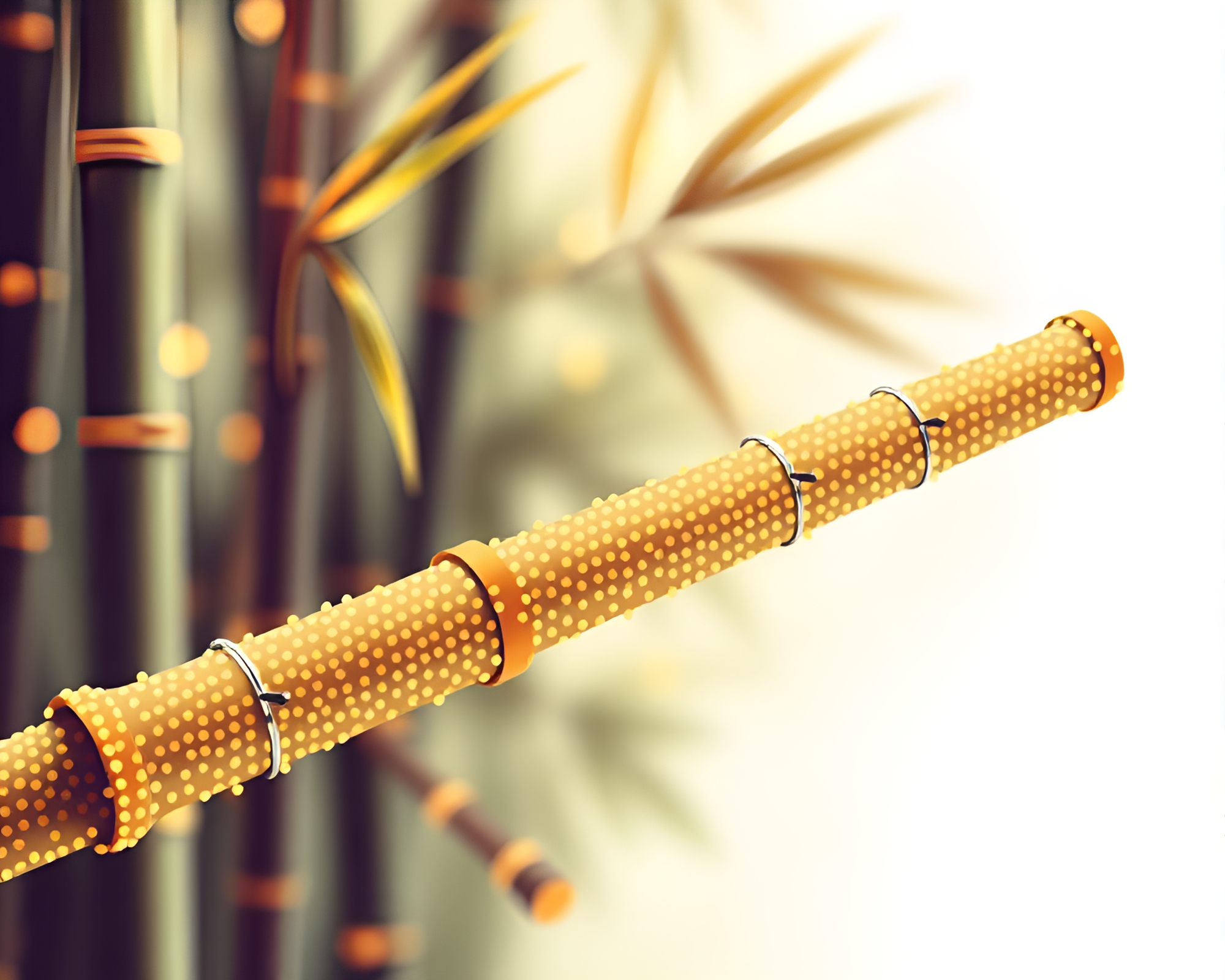 Bamboo Flute Serenade in Cross-Processed Art Design – free AI stock image