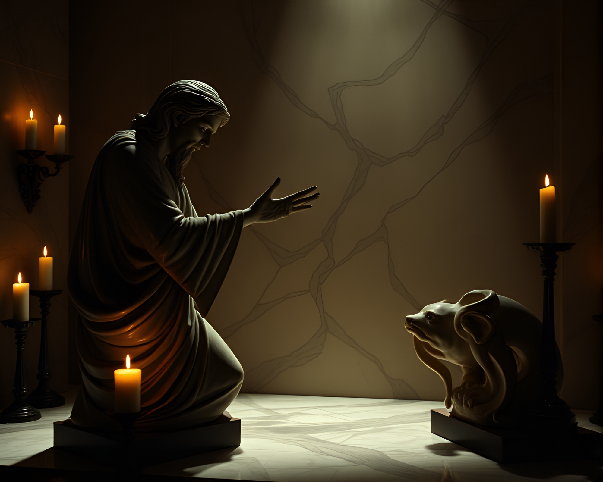 Enchanting Marble Shadow Play – free AI stock image