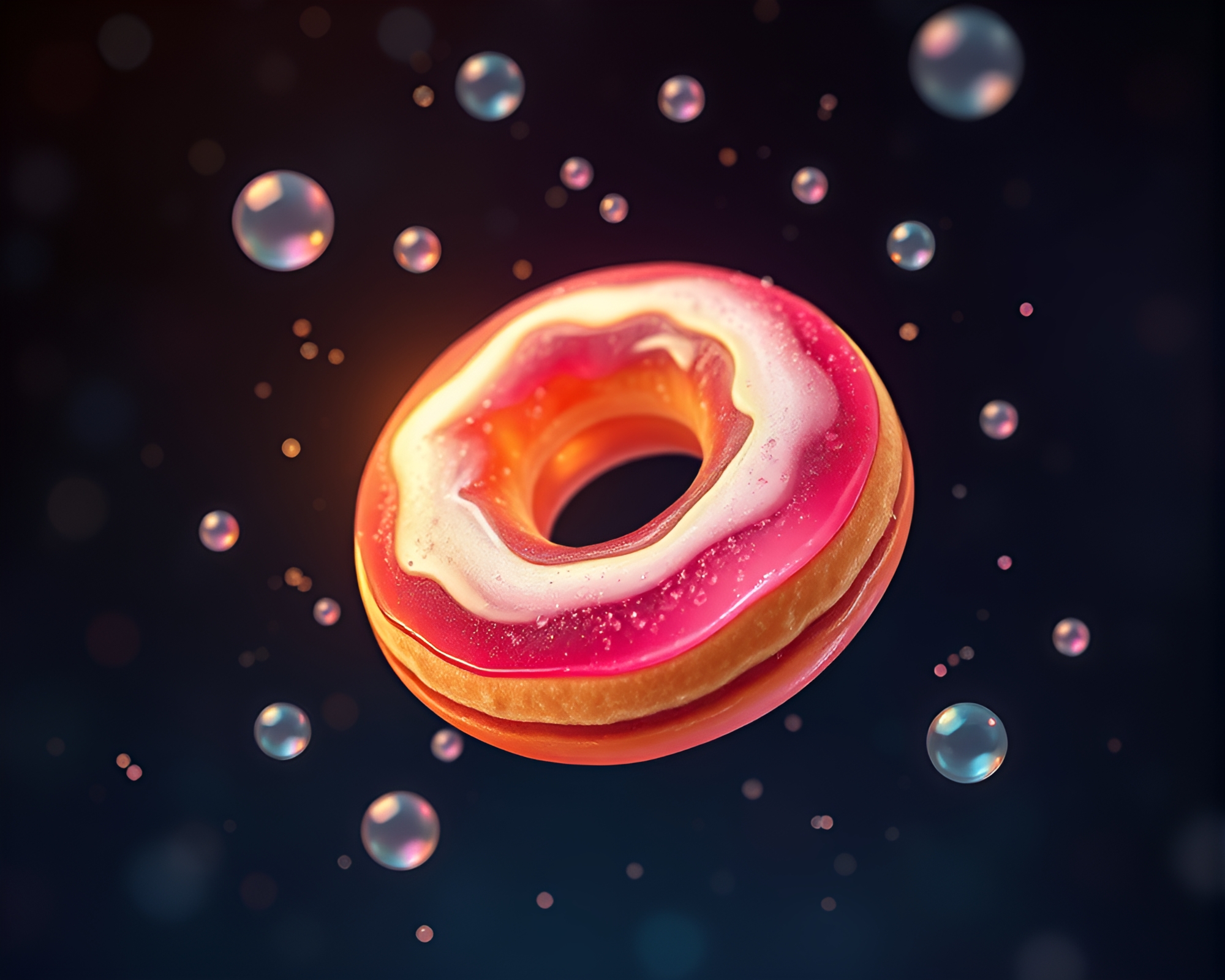 Aurora Hued Doughnut Galaxy with Floating Particles – free AI stock image