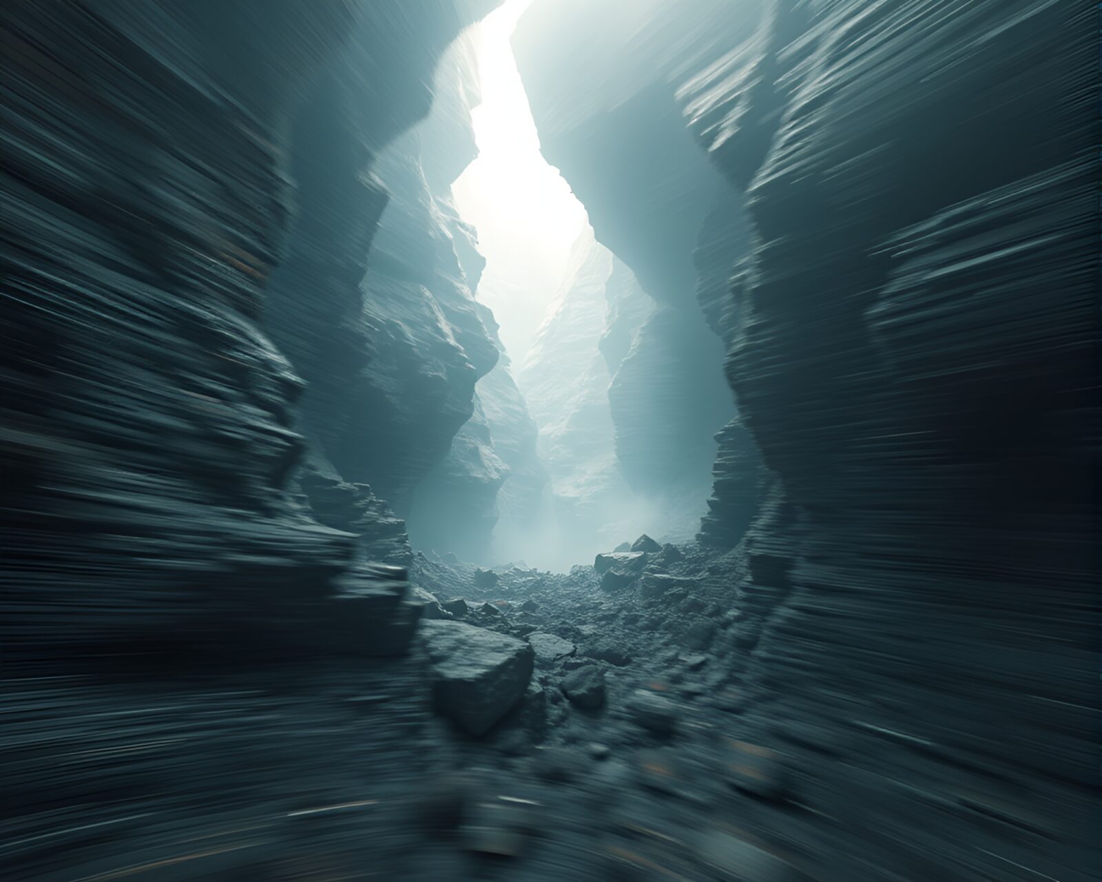 Ethereal volcanic cavern with pan motion blur effect