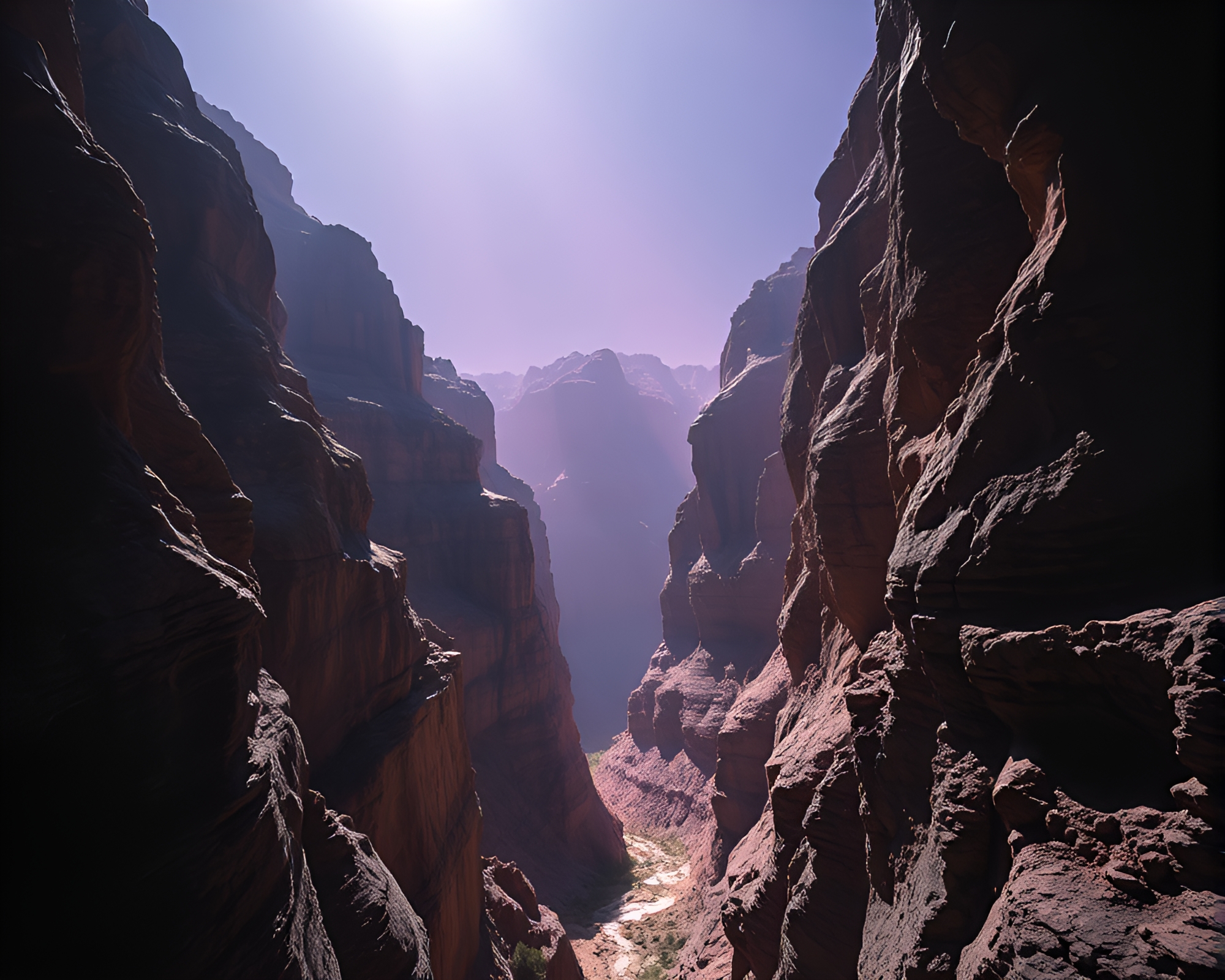 Phosphorescent Canyon Aglow with Chromatic Aberration – free AI stock image