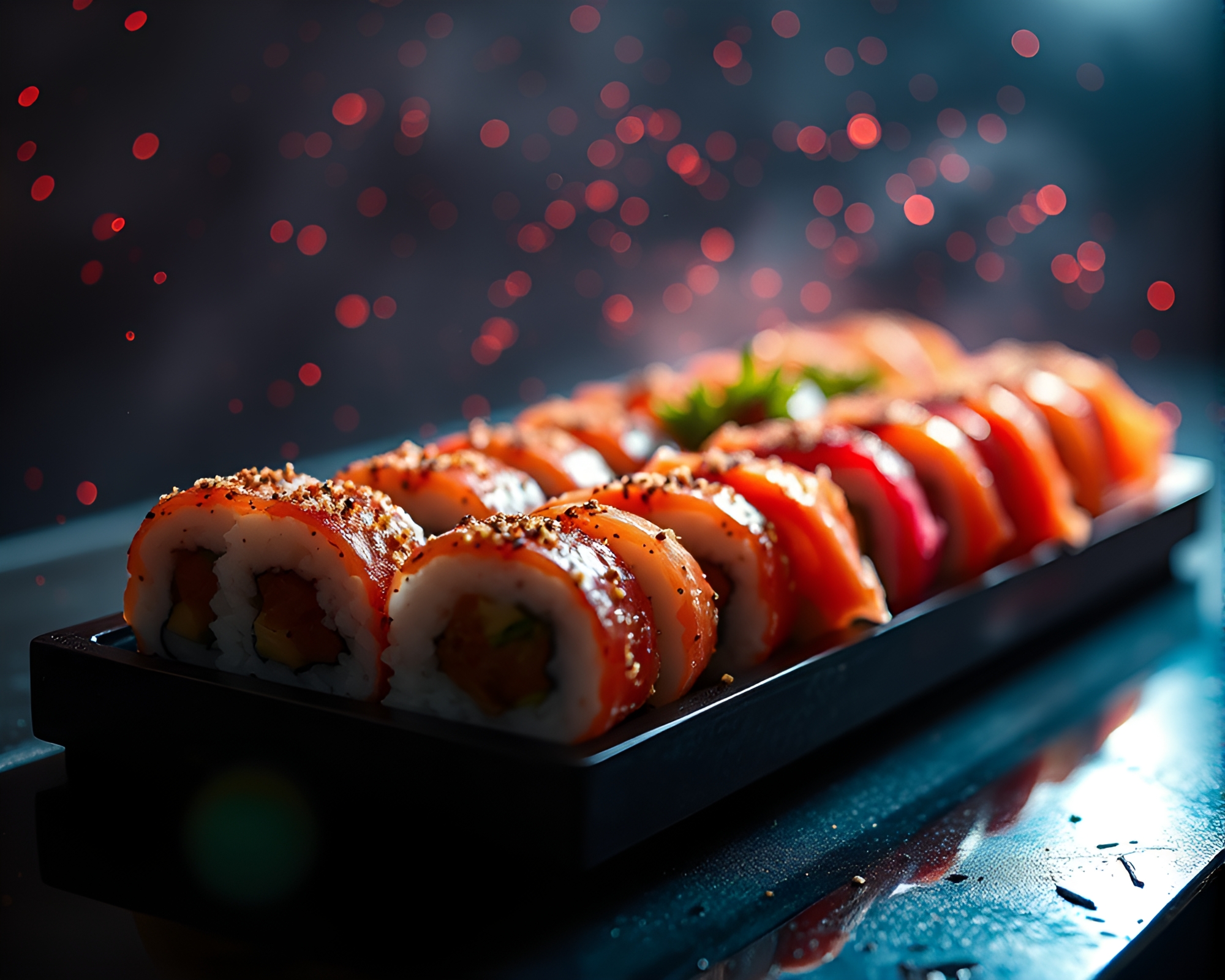 Surreal Sushi Splendor with Backscatter Flare – free AI stock image