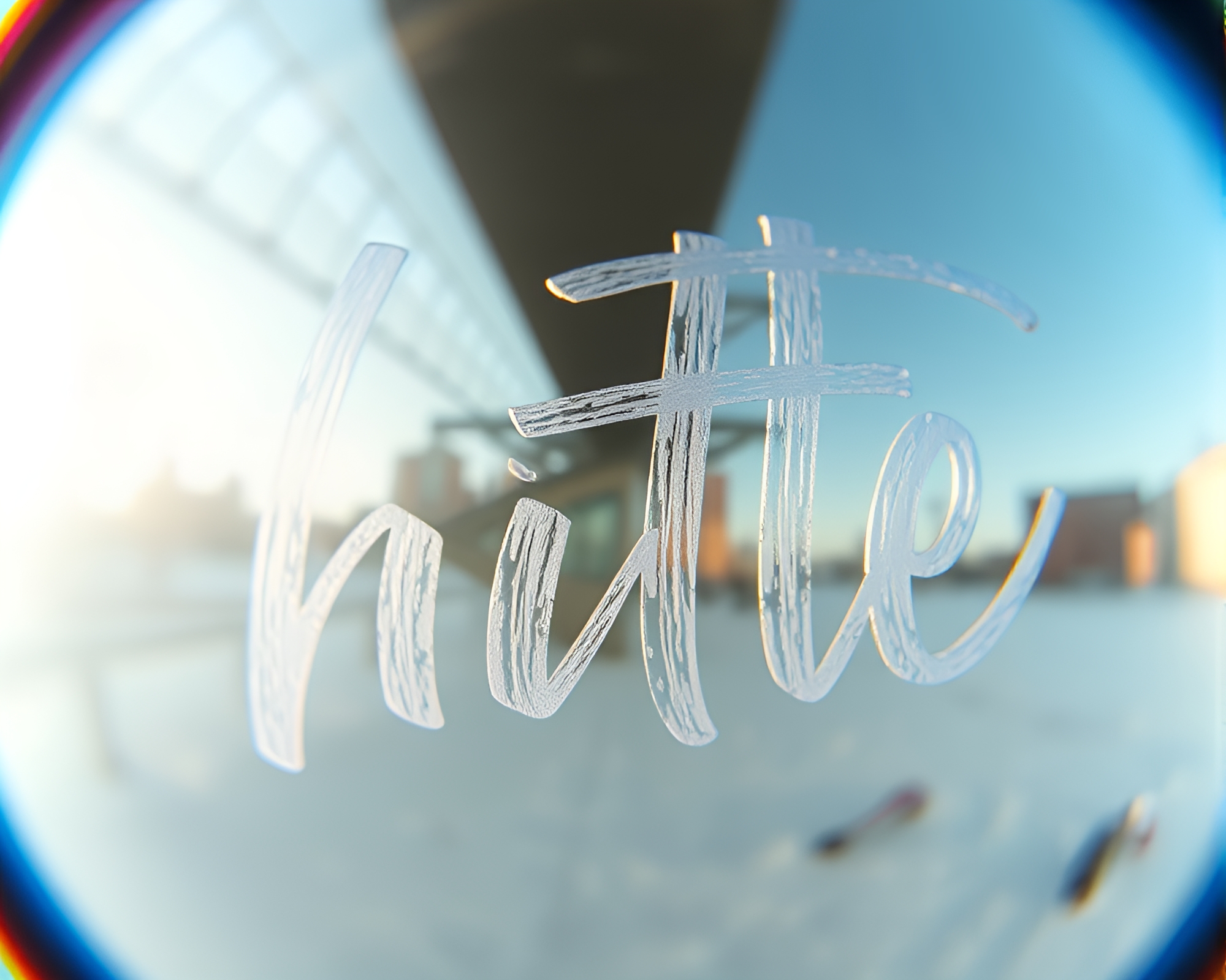 Maximalist Fisheye Handwritten Letter Haze Design – free AI stock image