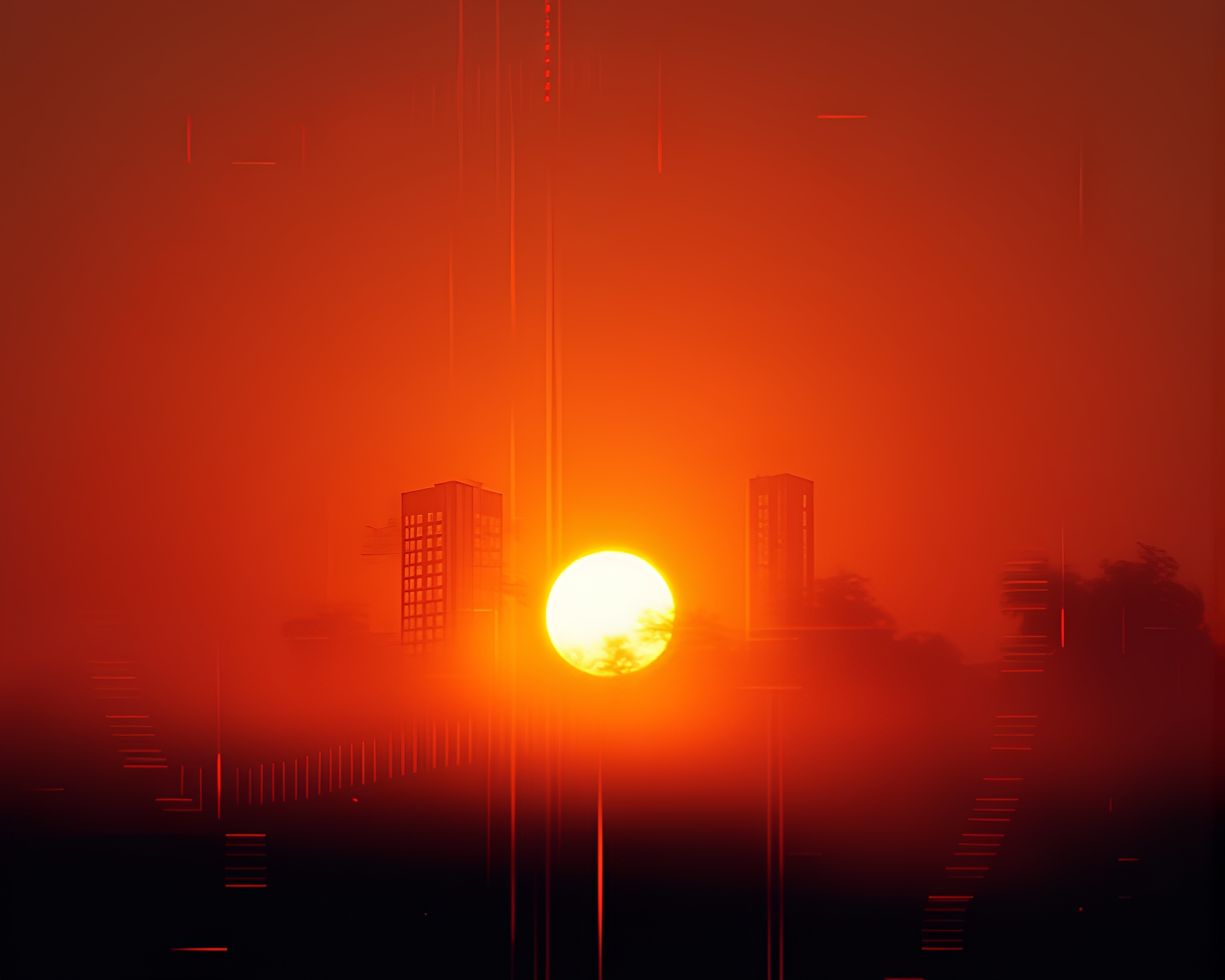 Vector Glitch Morning Light Composition – free AI stock image