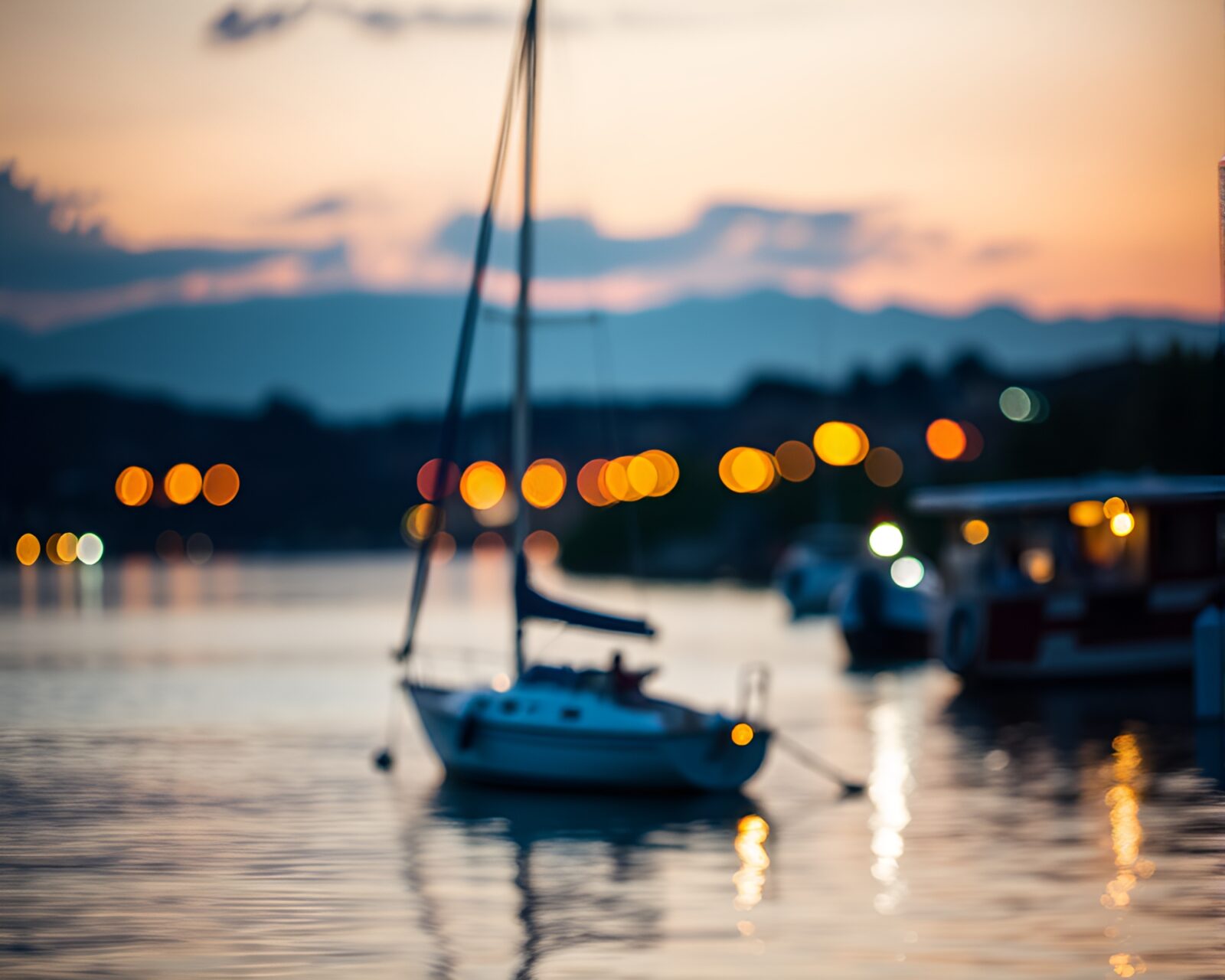 Ambient occlusion art style image of solar sailboat reflections