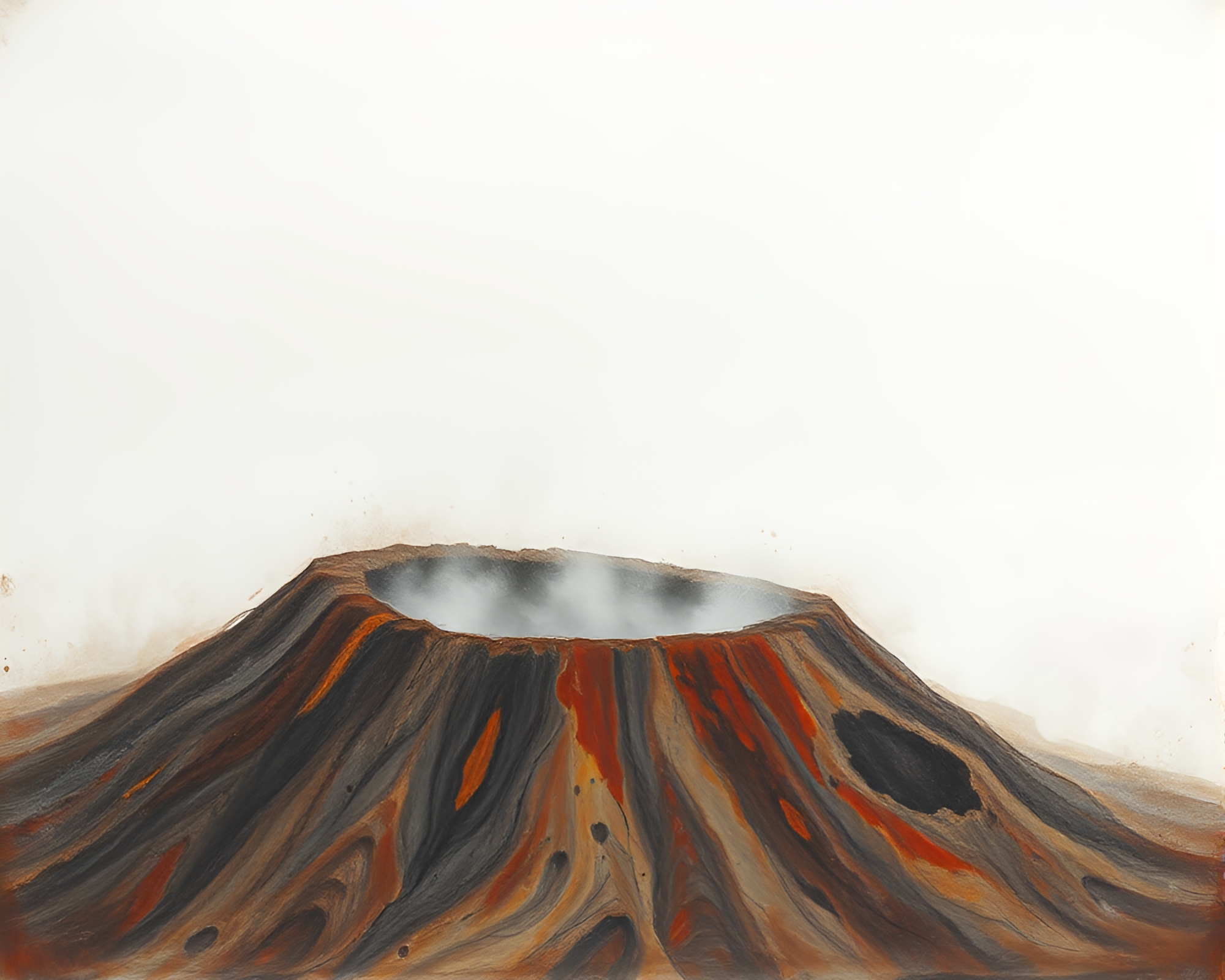 Volcanic Crater Veiled in Rust Patina Fog – free AI stock image