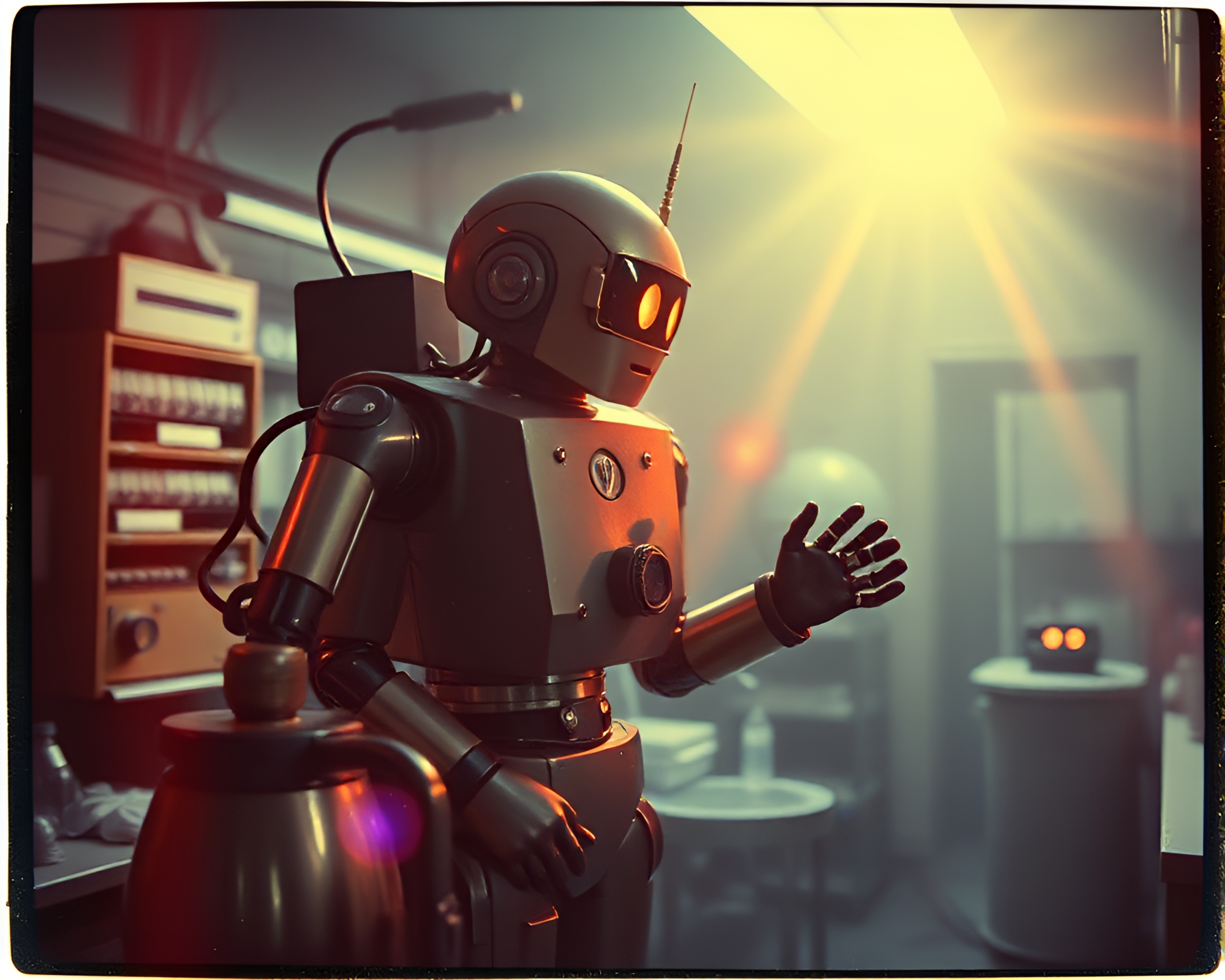 Vintage Robotics Laboratory with Backscatter Flare – free AI stock image