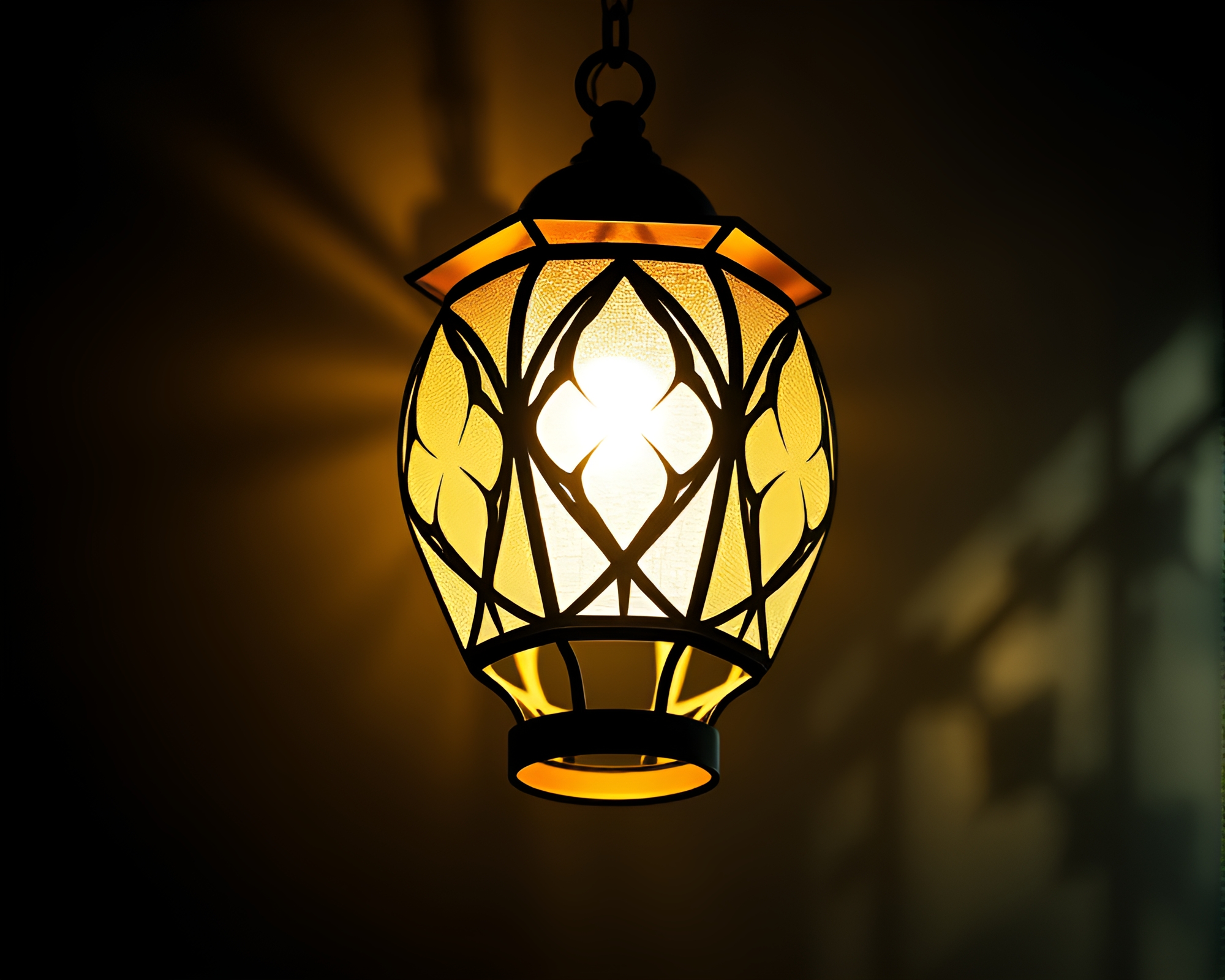 Fractal Lantern Casting Soft Shadows in Contouring Style – free AI stock image