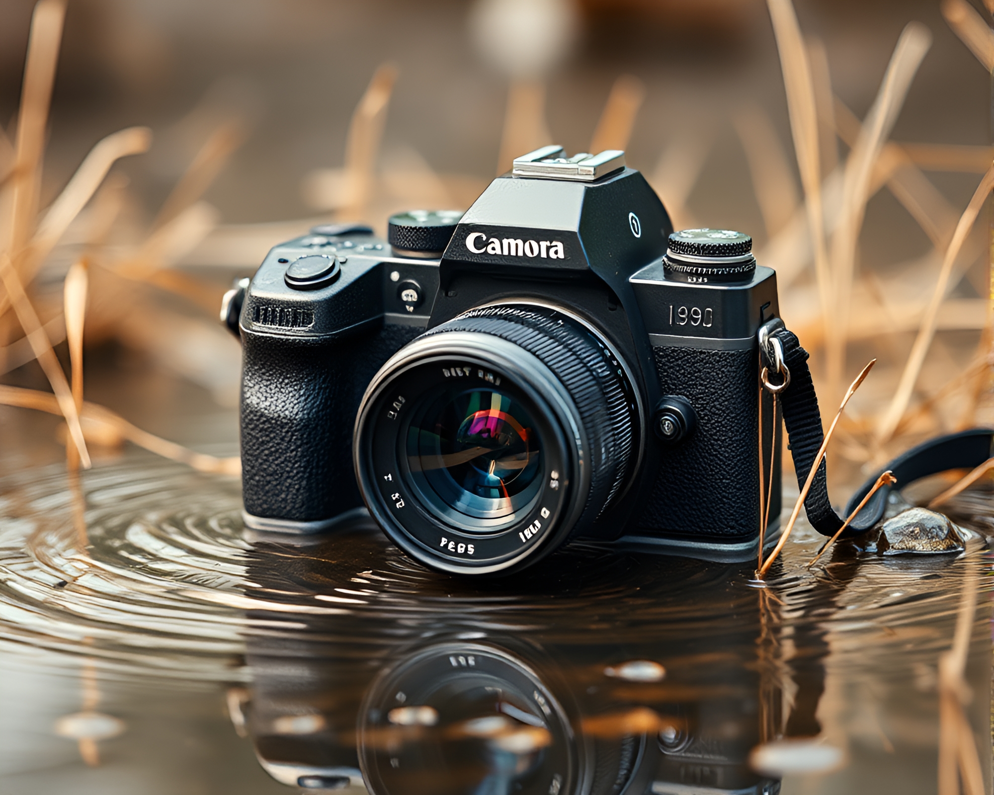 Wildlife Watercolor: Ethereal Camera Distortion In Calm Waters – free AI stock image
