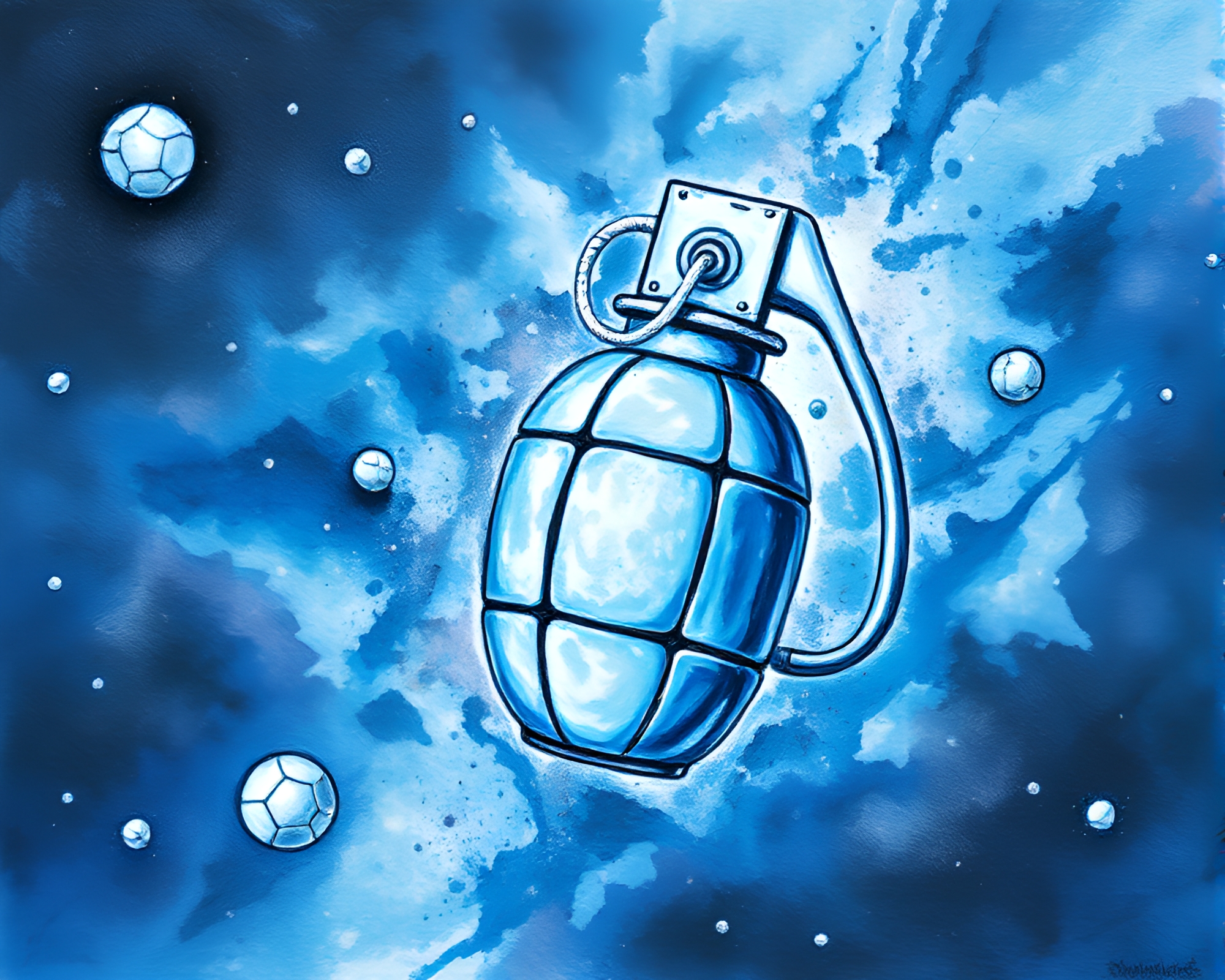 Ethereal Antimatter Grenade Amid Negative Space – free AI stock image