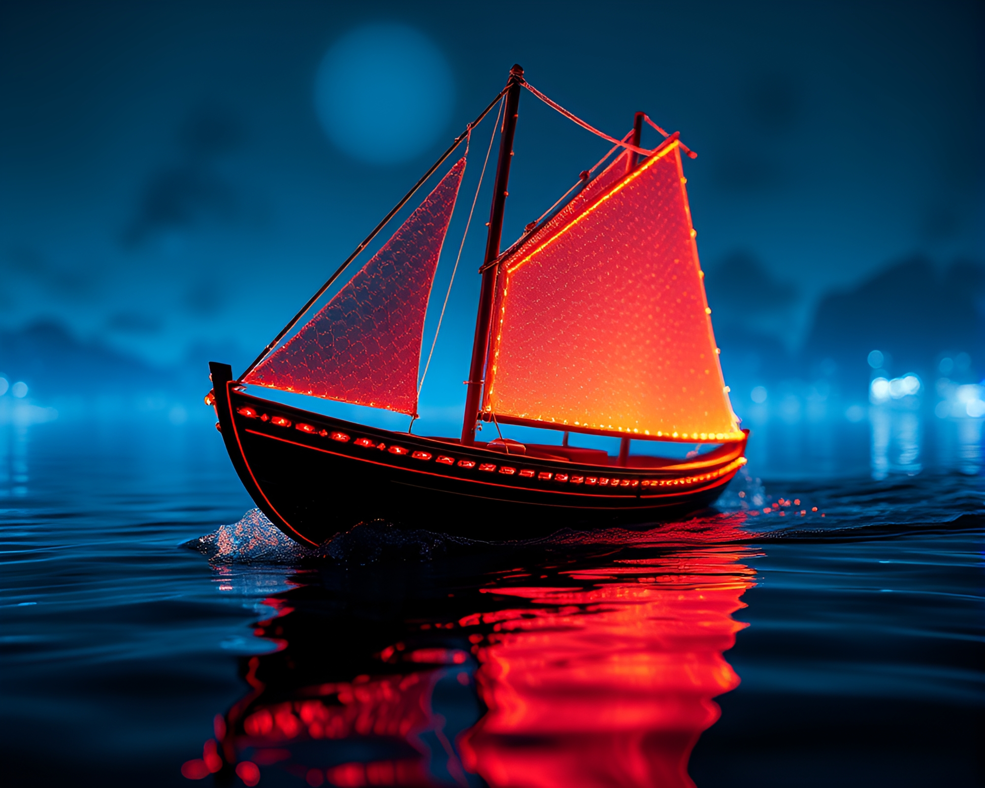 Glowing Hydrofoil Boat Macro Detail – free AI stock image