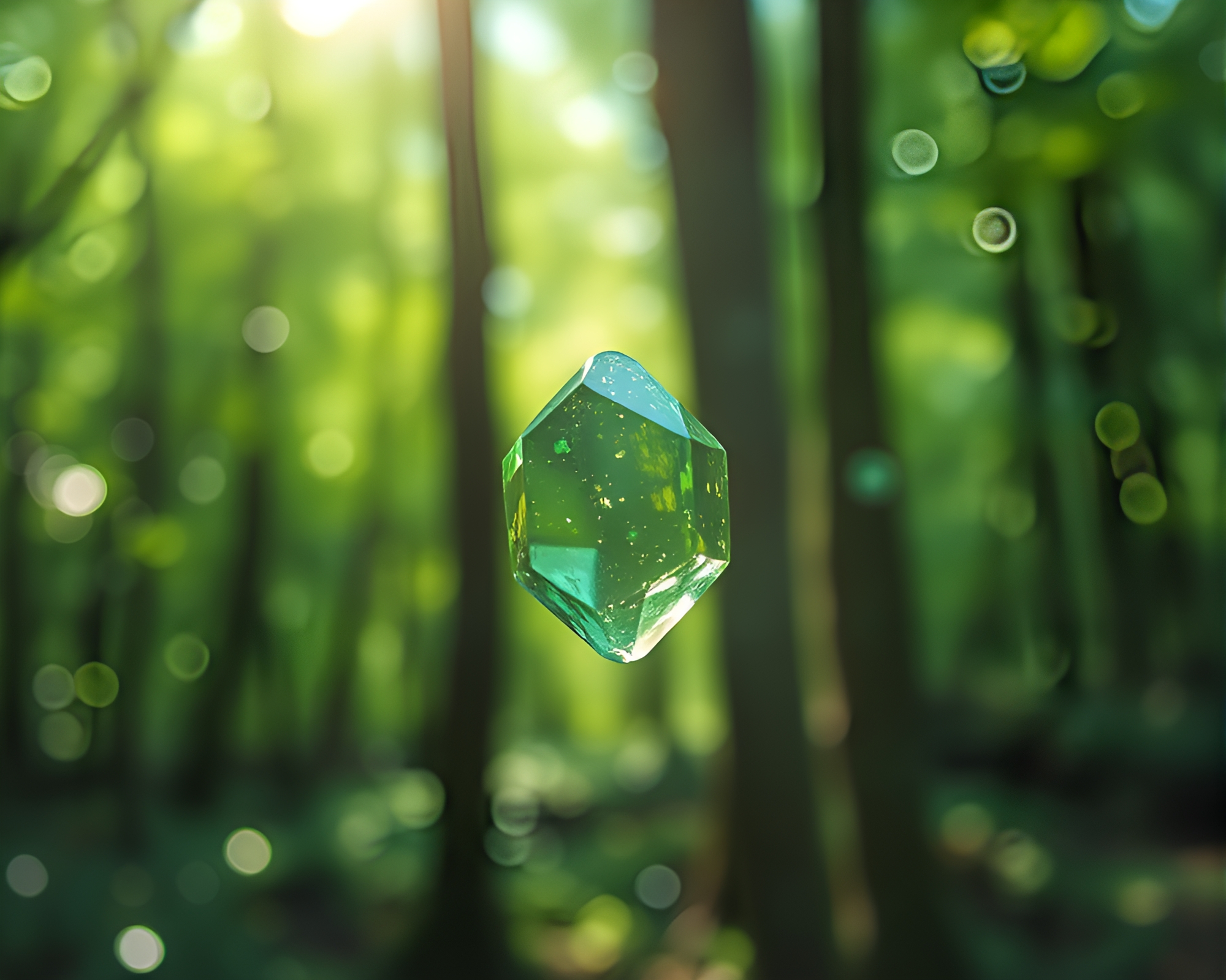 Enchanted Forest Bokeh Theme Crystal Holograph – free AI stock image