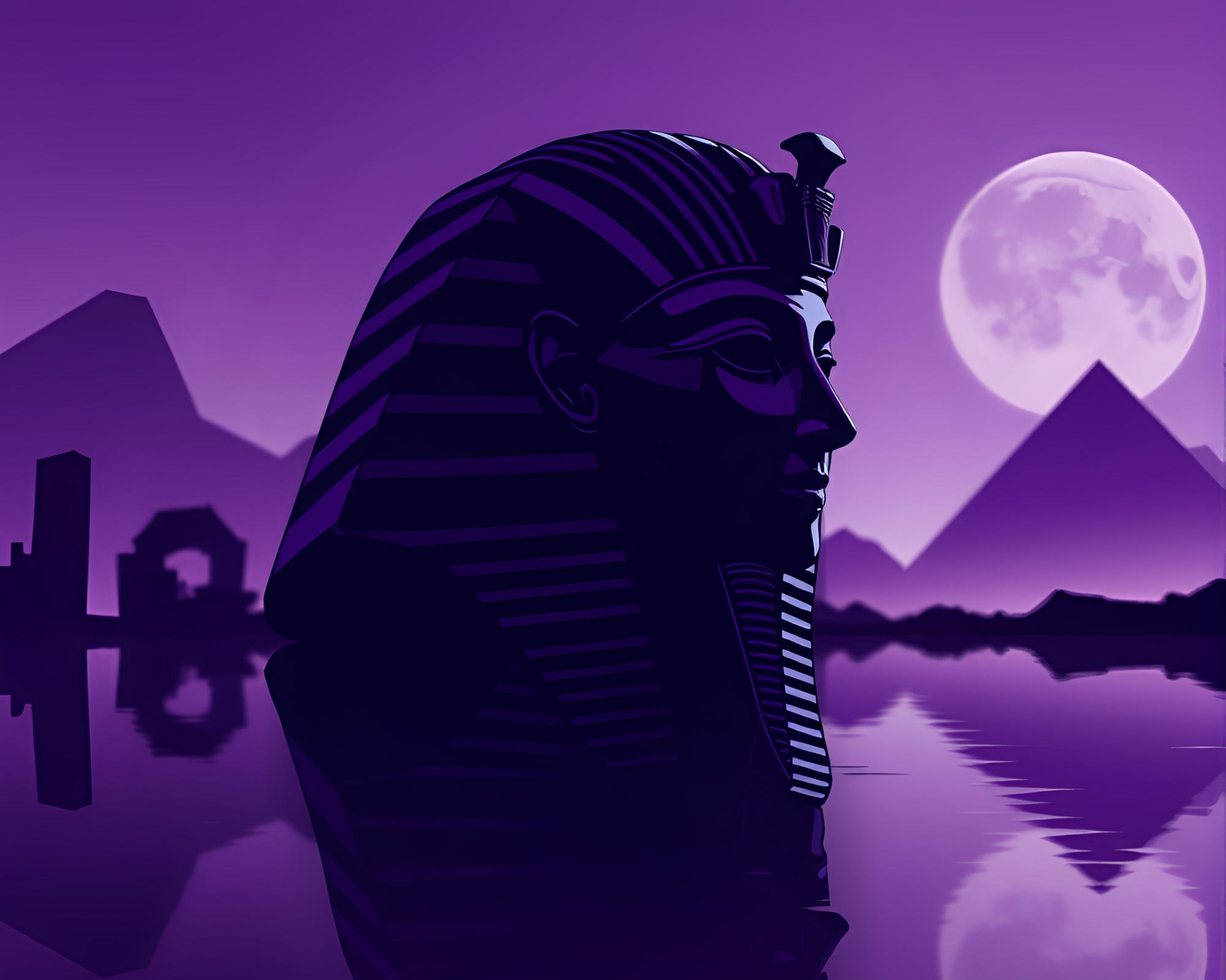 Twilight Pharaoh’s Mask Reflection in Comic Book Style – free AI stock image