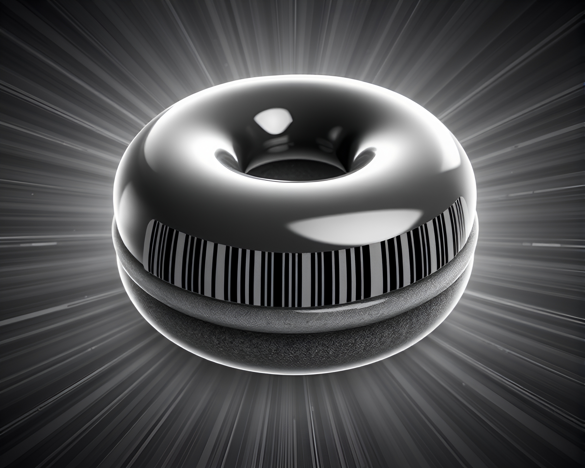 Barcode Doughnut Delight in Graphite Gray Real-Time Rendering – free AI stock image