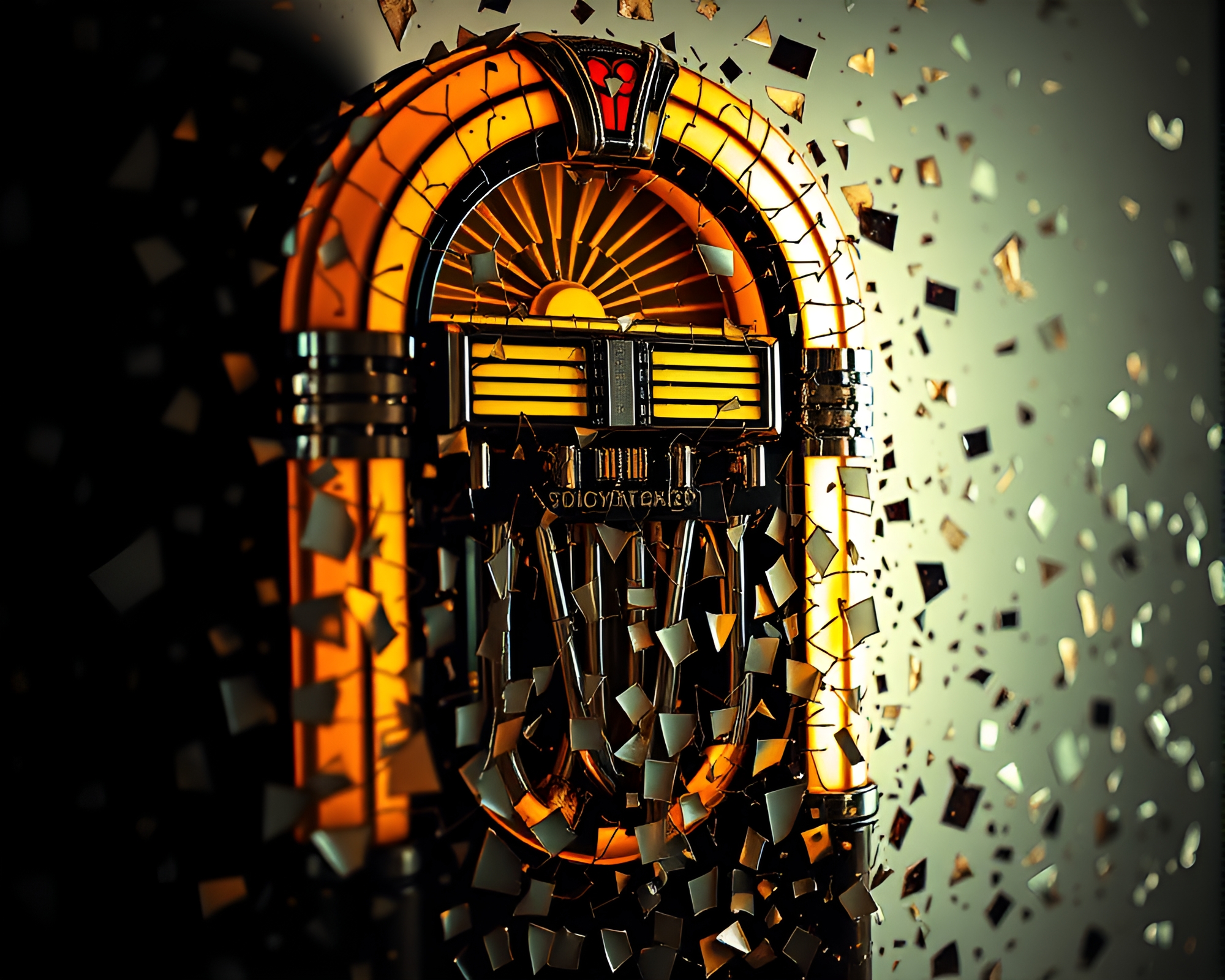 Vintage Jukebox Mosaic in Soft Spotlight Glow – free AI stock image
