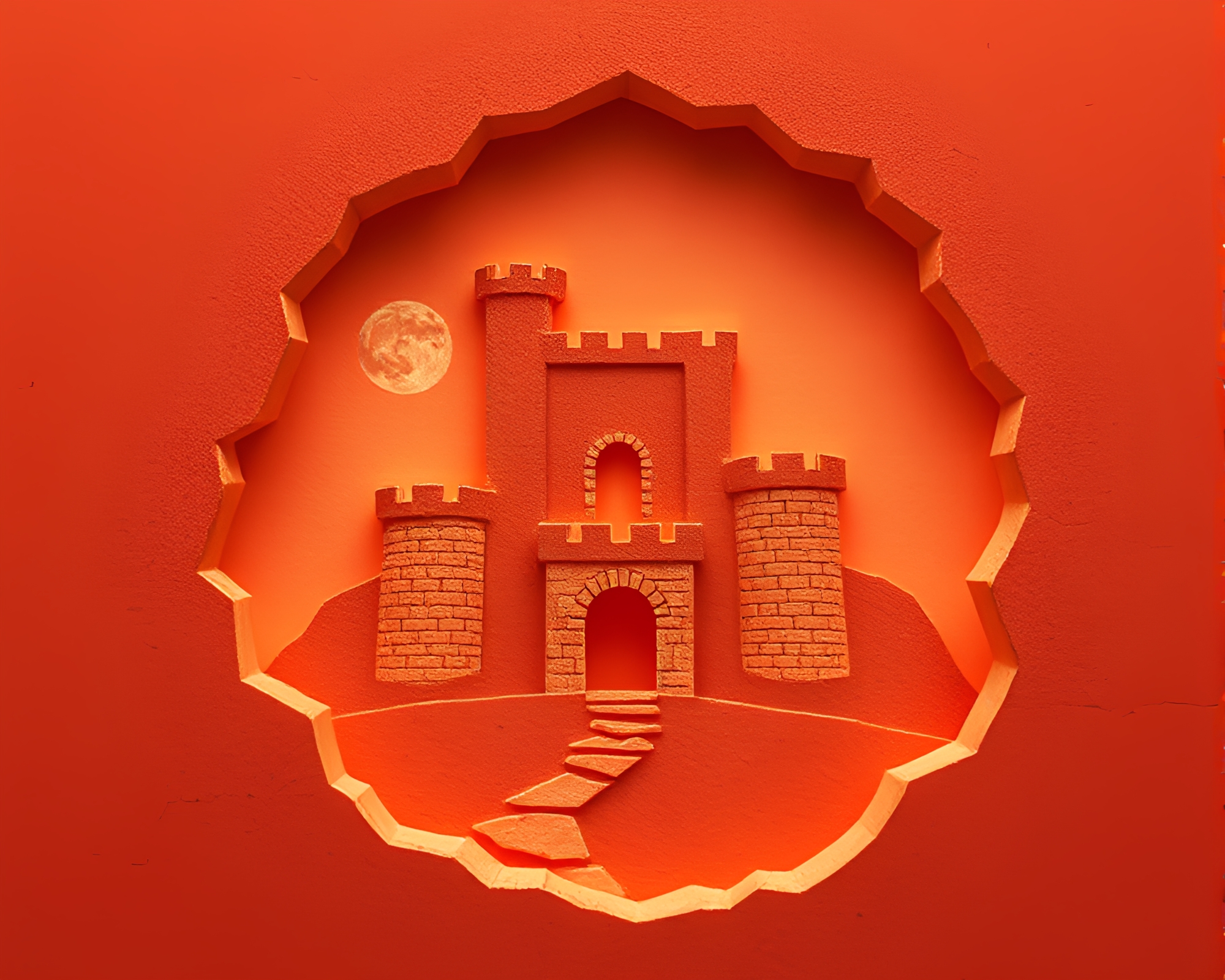 Deserted castle on cracked earth under infrared light – free AI stock image
