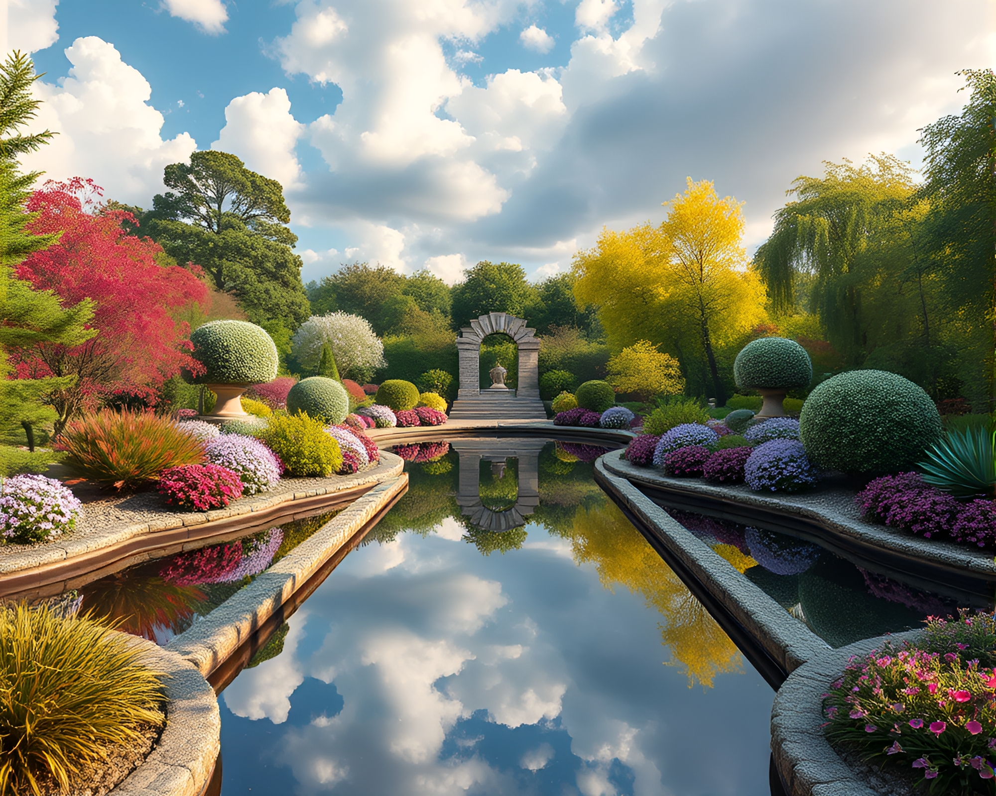 Zen Garden Rainbow Reflections Utopia – free AI stock image
