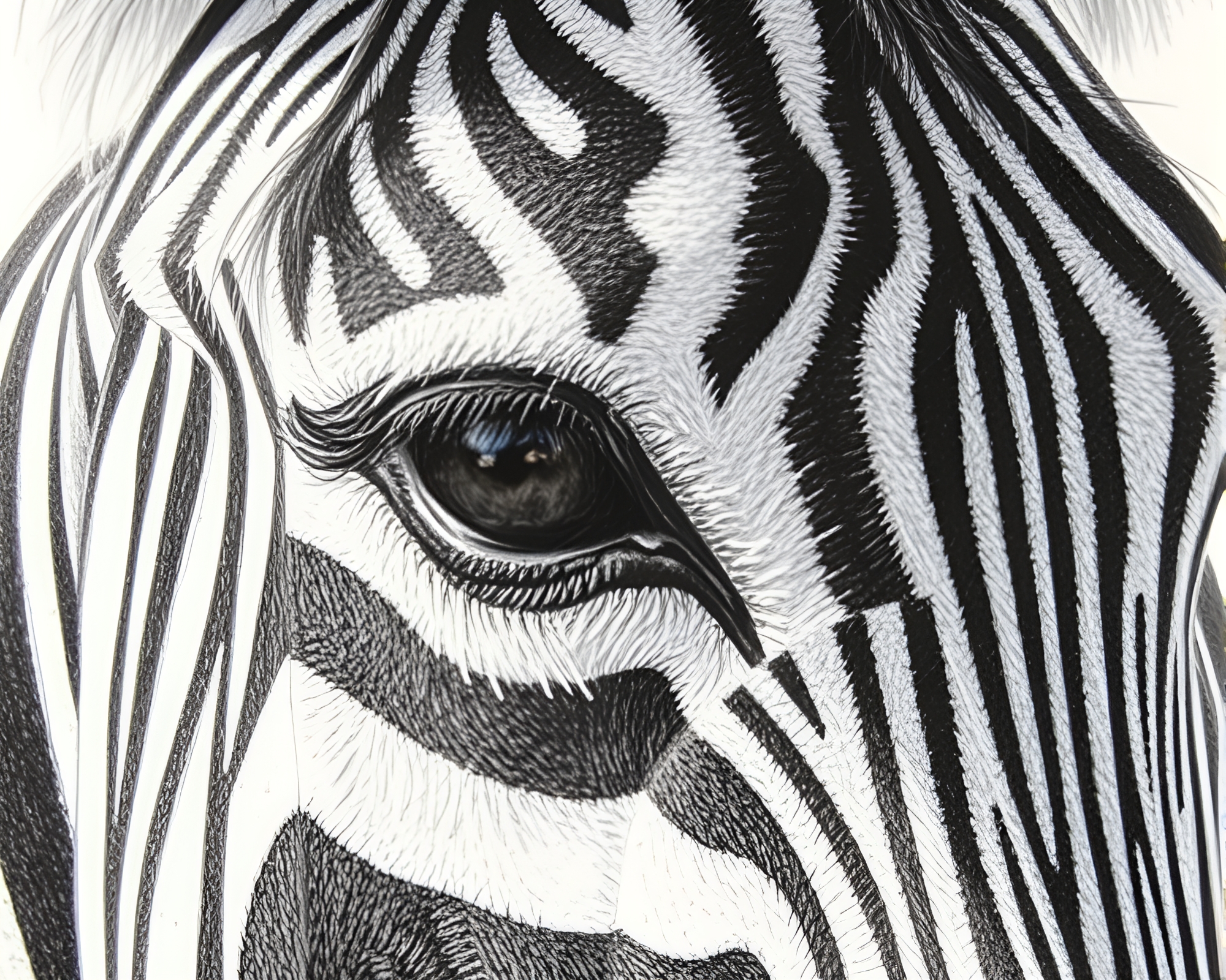 Intense Conté Crayon Zebra Composition – free AI stock image