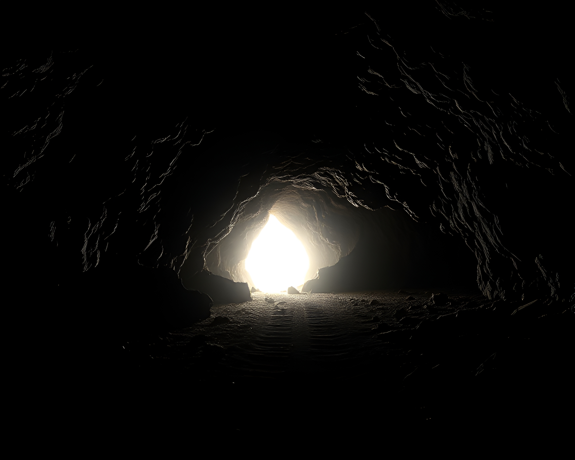 Ethereal Backlit Silhouette in Enchanting Cavern Scene – free AI stock image