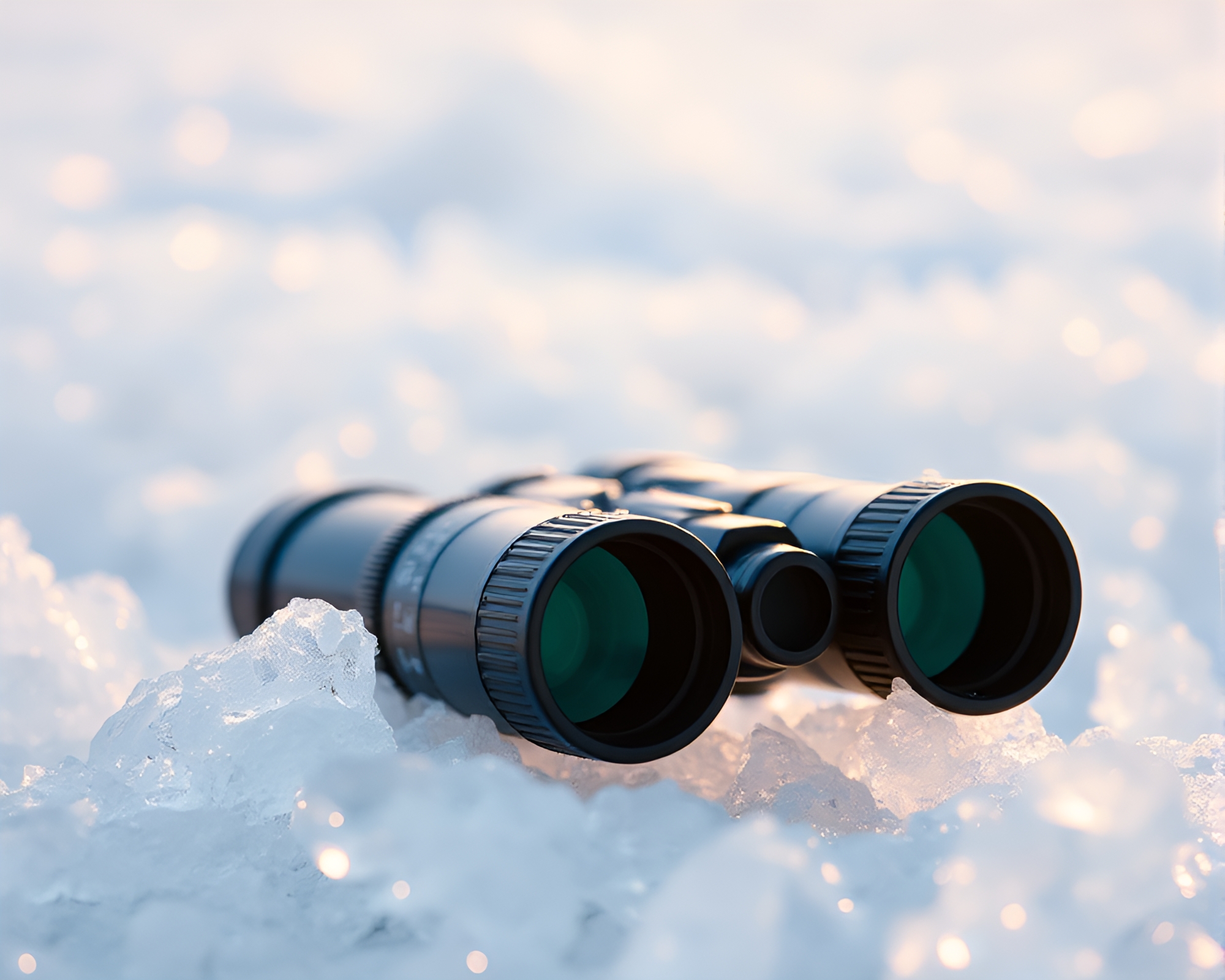 Golden Savannah Sunset Through Ice Crystal Binoculars – free AI stock image
