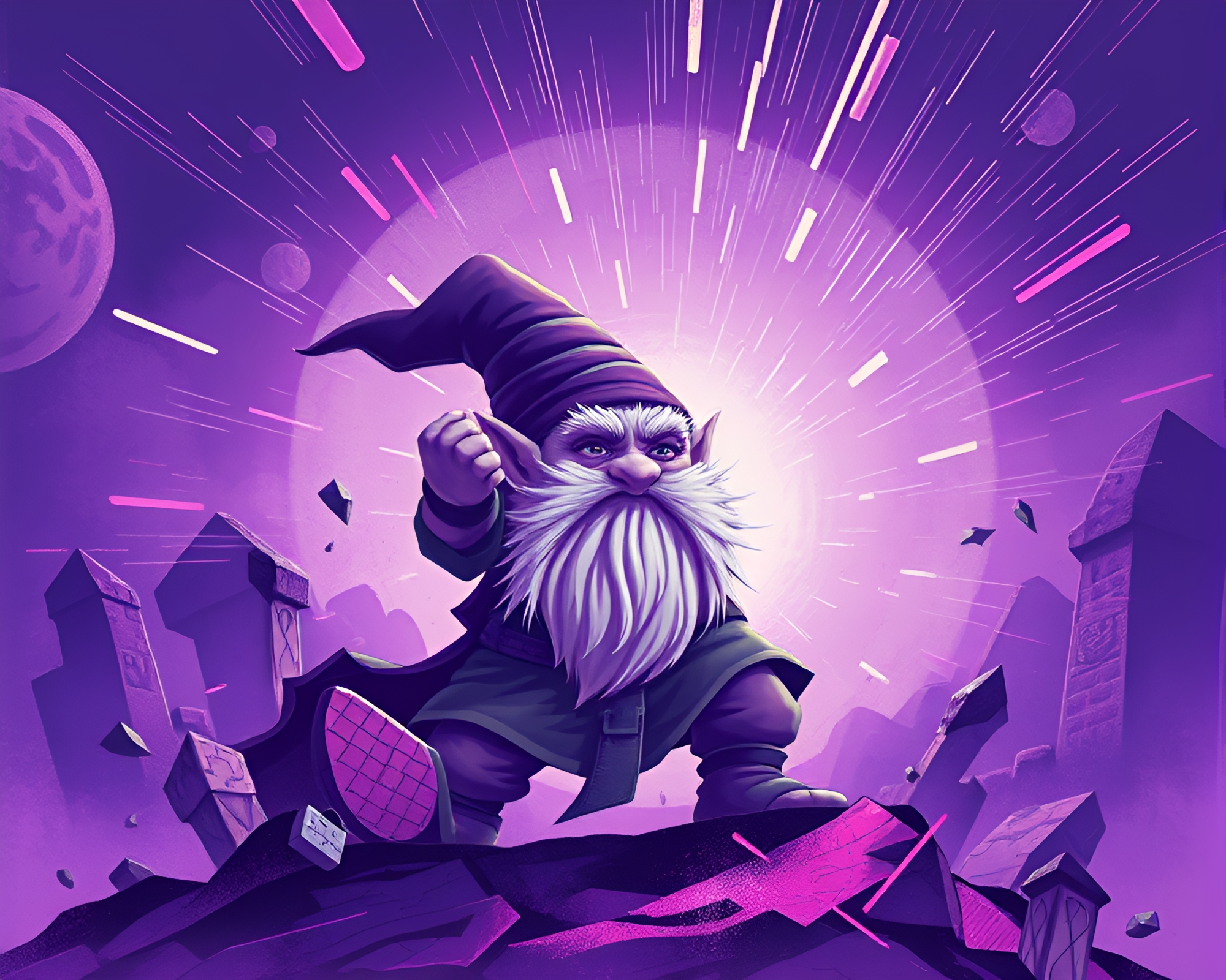 Twilight Cyberpunk Dwarf Zoom Burst Illustration – free AI stock image