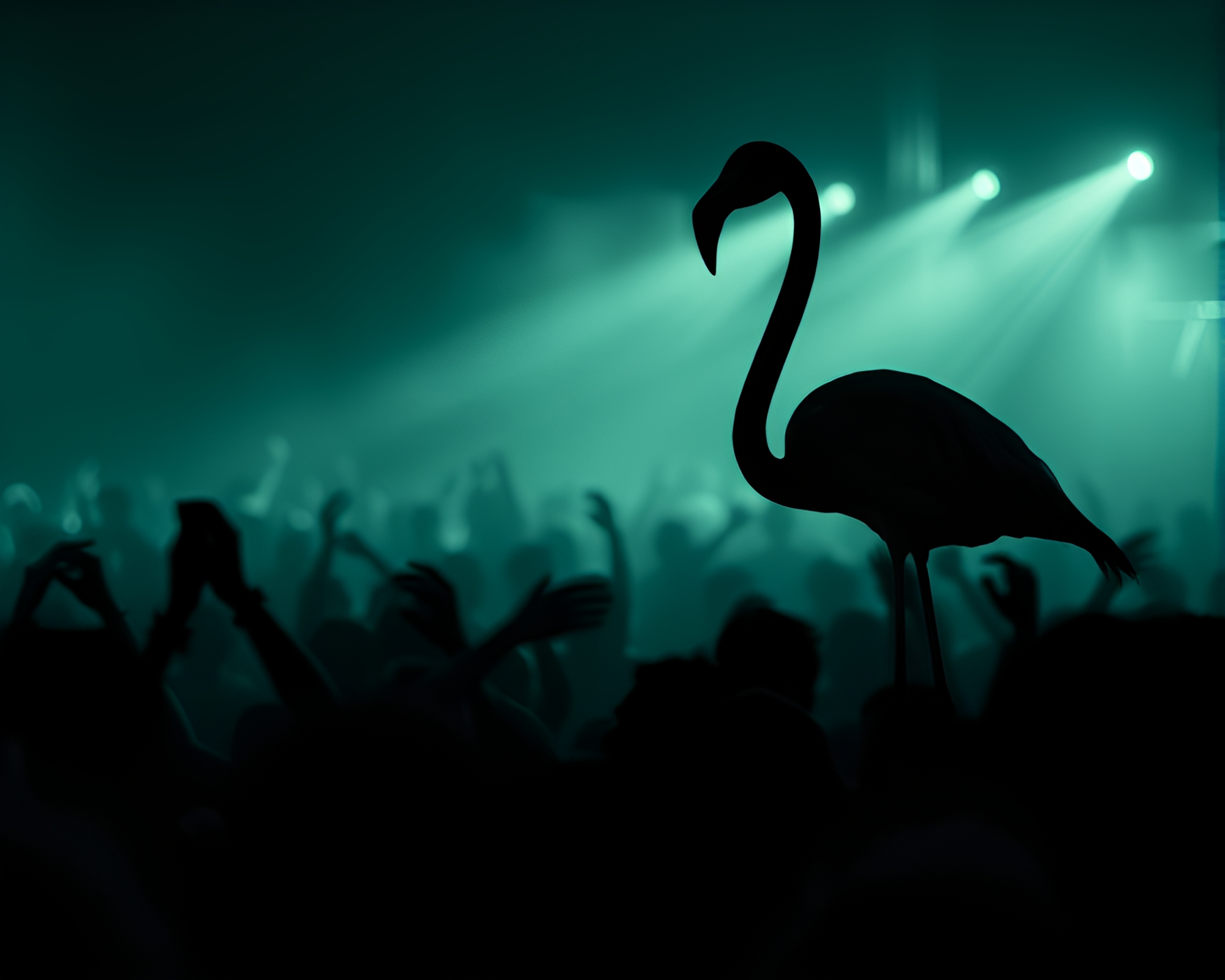 Stunning Flamingo Crowd Silhouette in Duochrome Underexposed Setting – free AI stock image