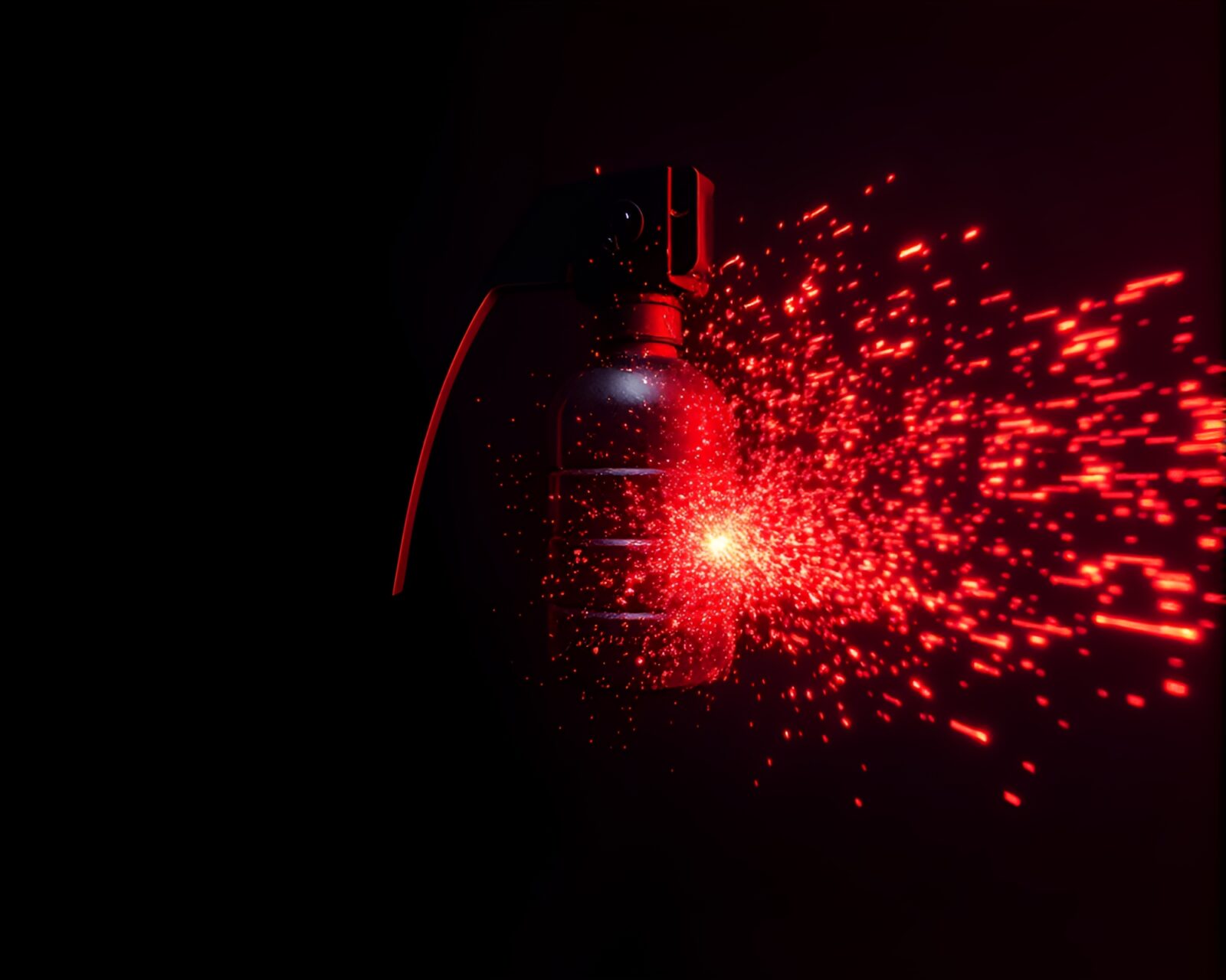Abstract digital artwork of an exploding antimatter grenade
