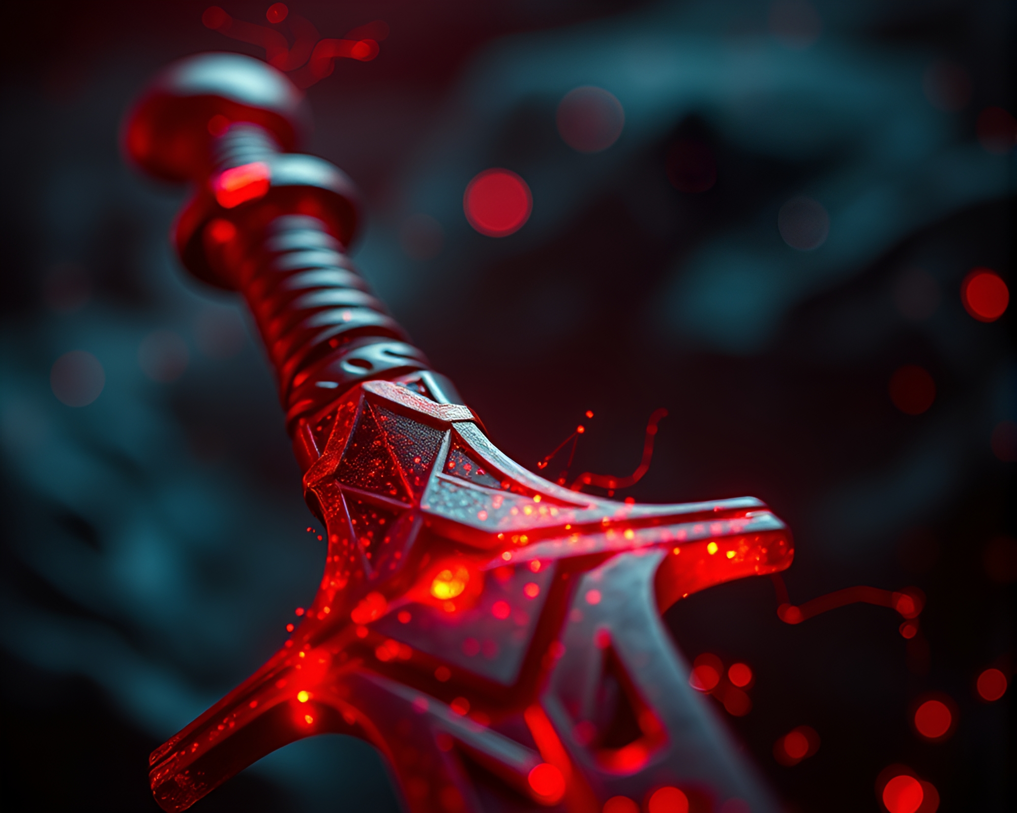 Fiery Sword Macro Detail in Volcano Glow – free AI stock image
