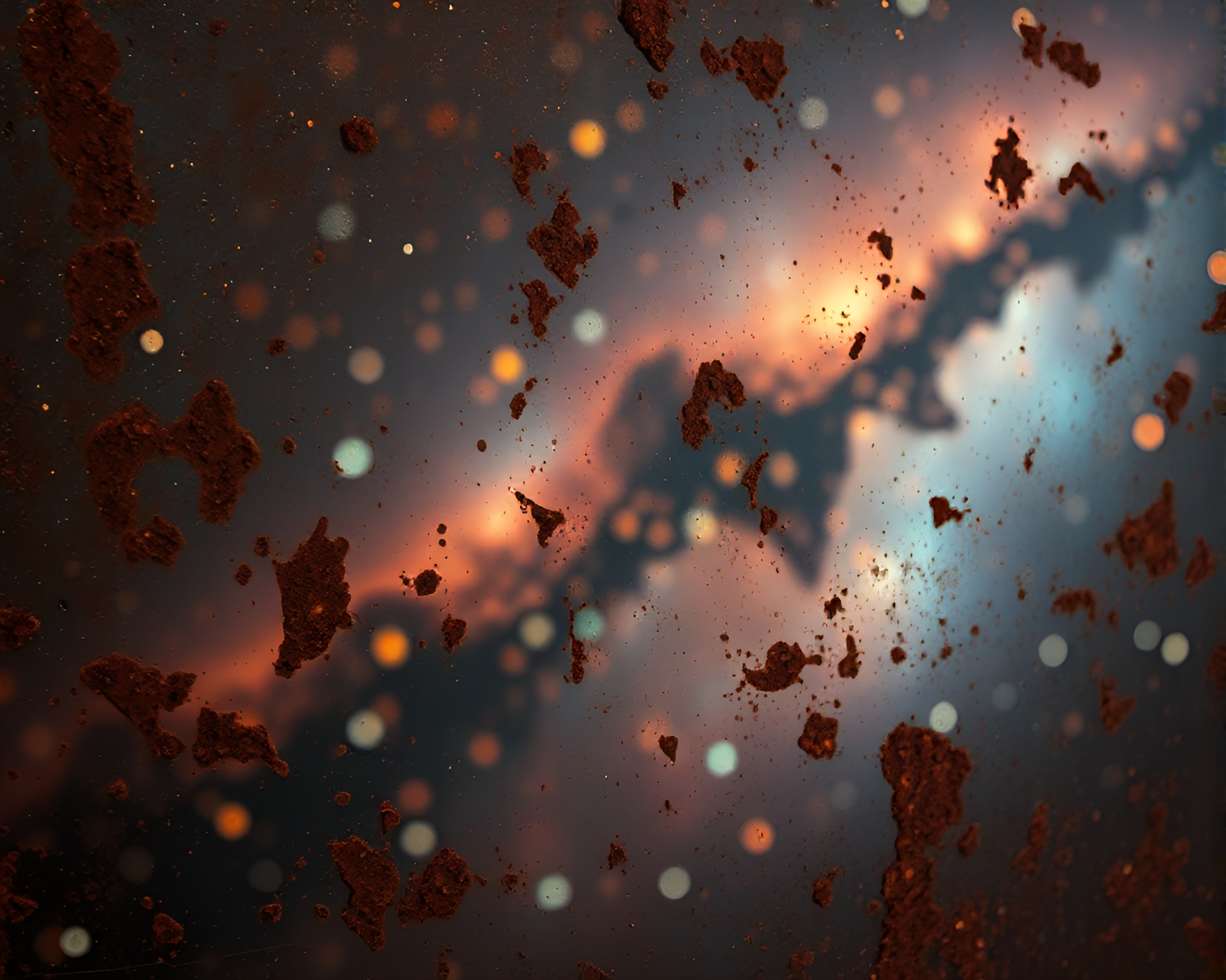 Rust Patina Celestial Nebula Sgraffito Artwork – free AI stock image