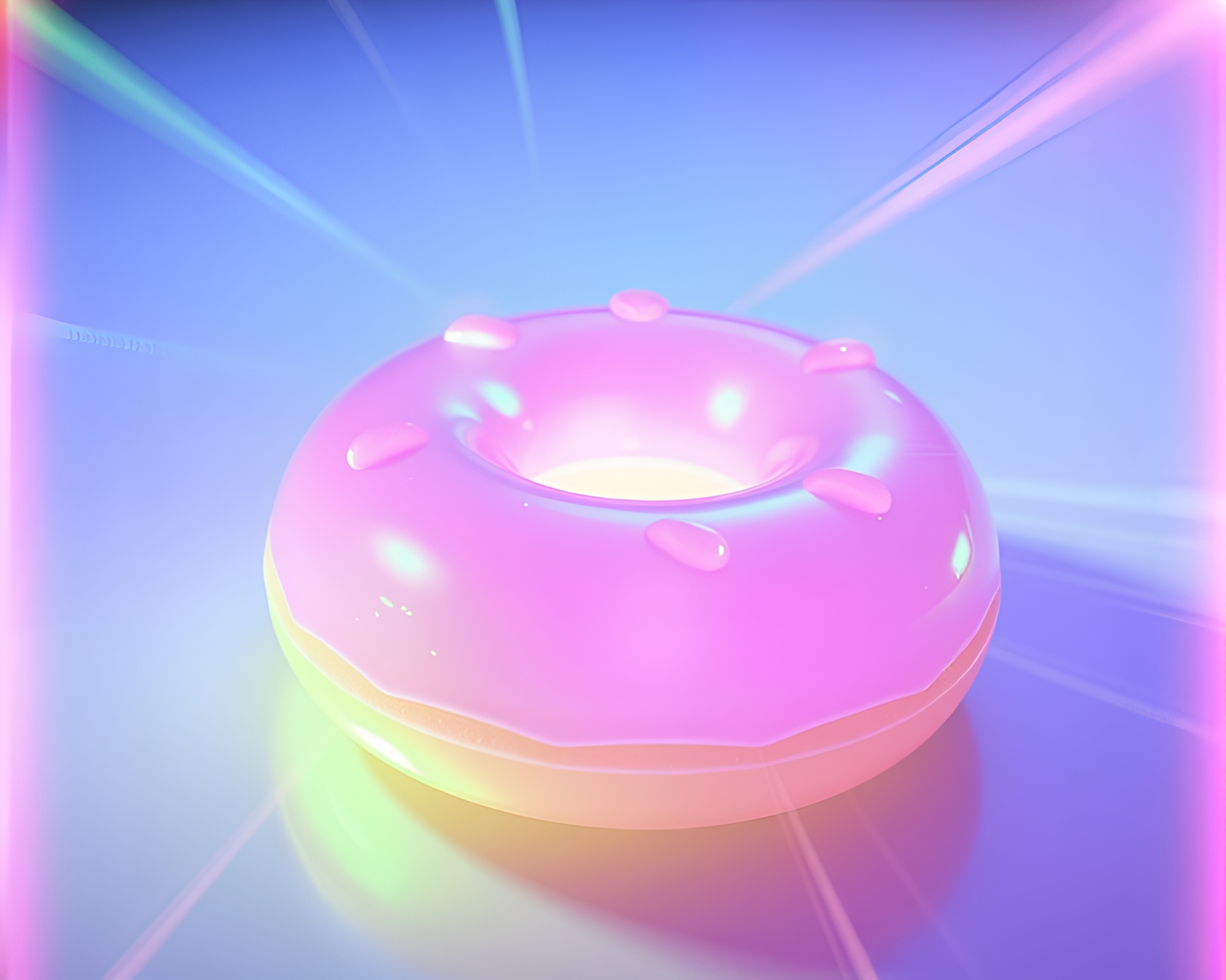 Vibrant Jelly-Filled Doughnut with Colorful Light Streaks – free AI stock image