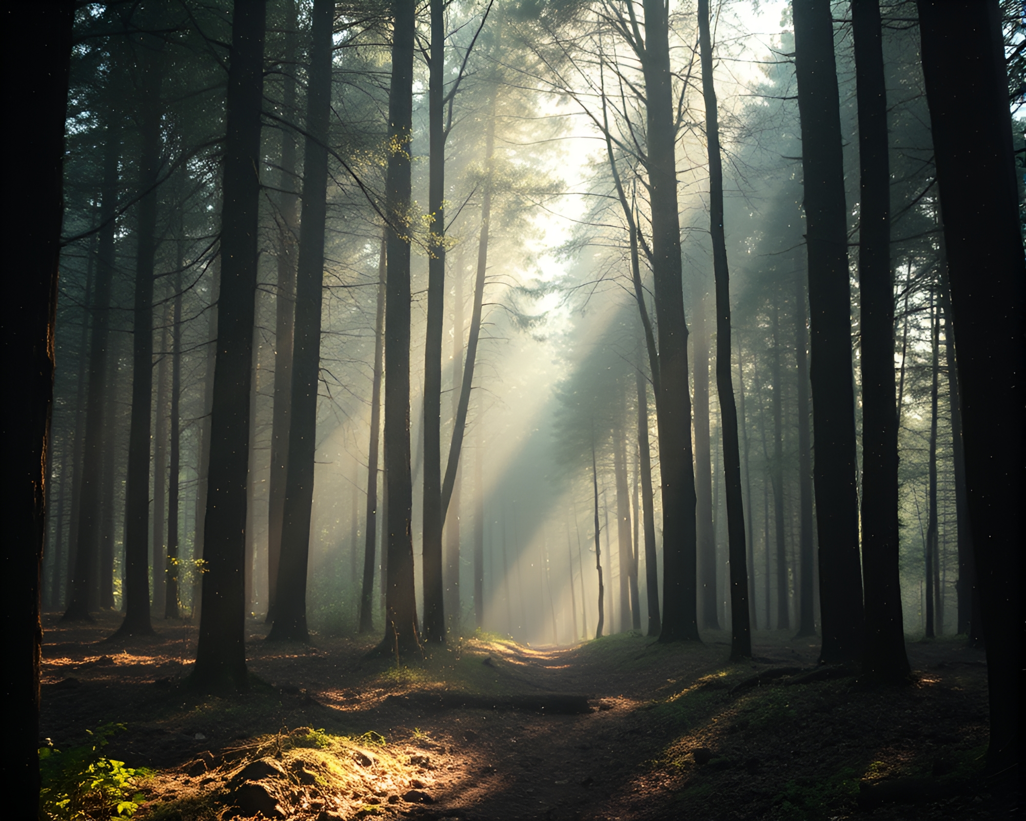 Enchanted Forest Dust Motes: 90s Grunge Style – free AI stock image