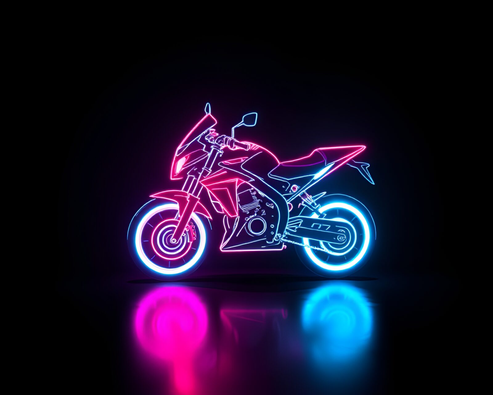 Intricate line art of a hoverbike in a dimly lit attic with LED pixel grid