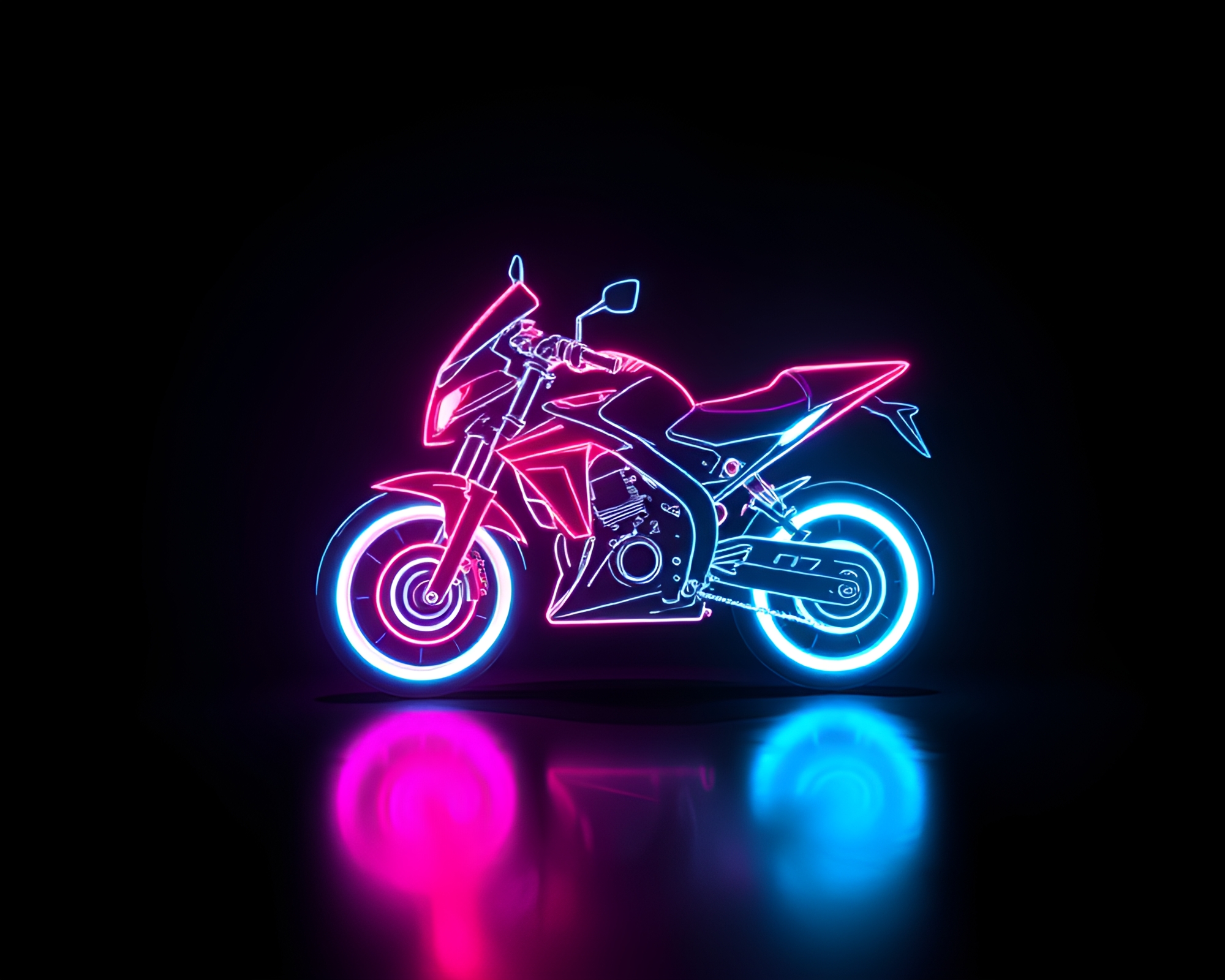 Futuristic LED Hoverbike in Shadowed Attic Settings – free AI stock image